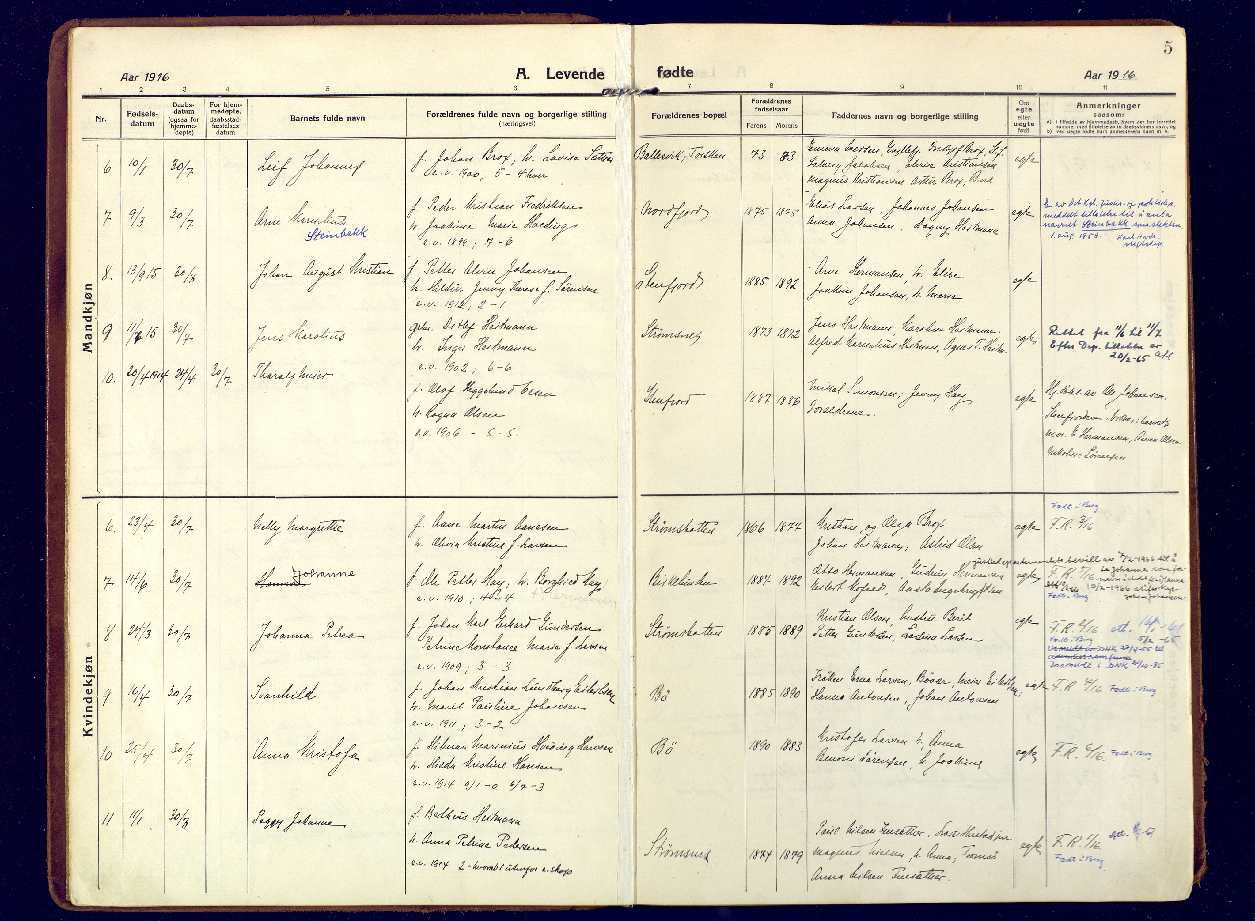 Berg sokneprestkontor, SATØ/S-1318/G/Ga/Gaa: Parish register (official) no. 9, 1916-1928, p. 5