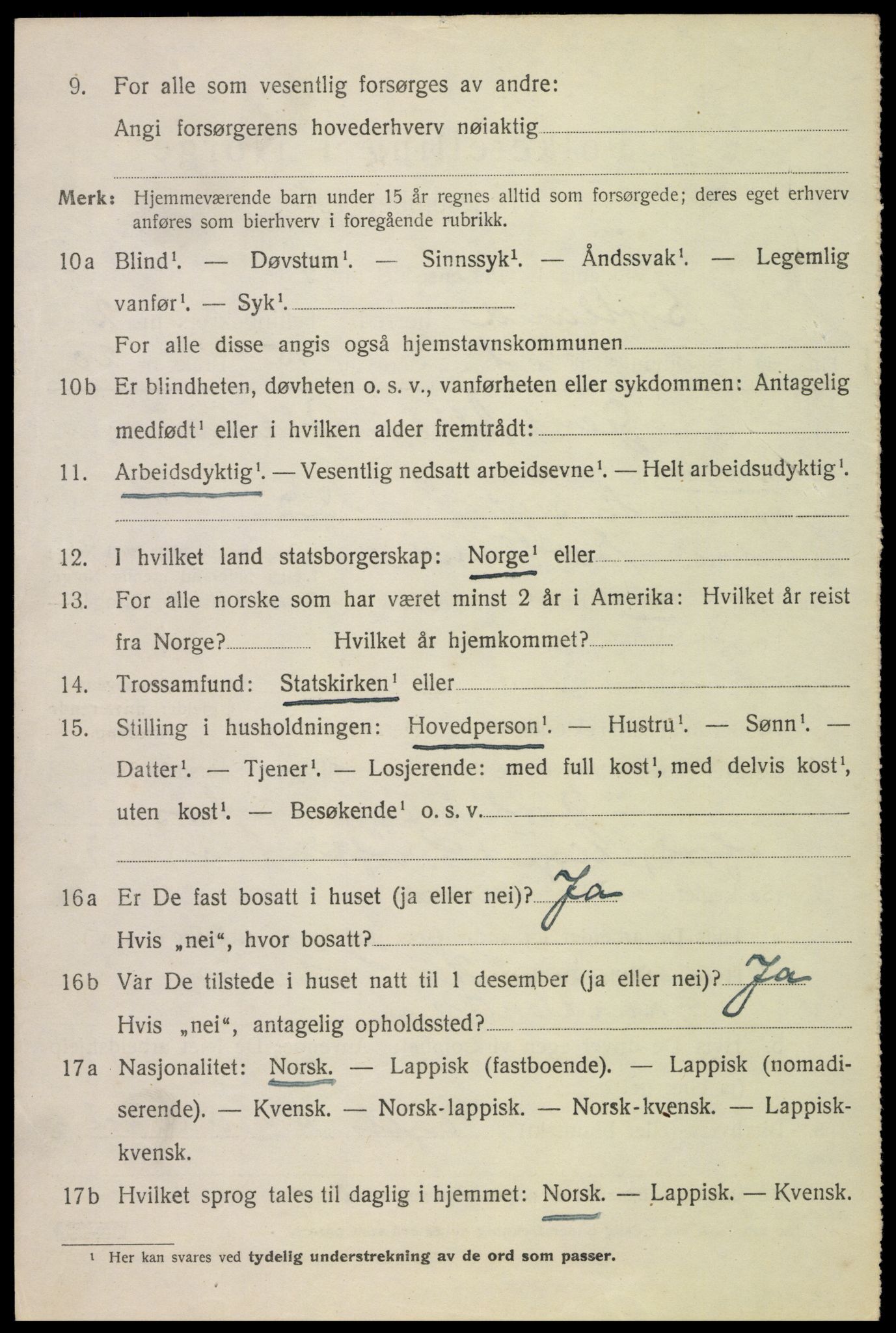 SAT, 1920 census for Sortland, 1920, p. 2771