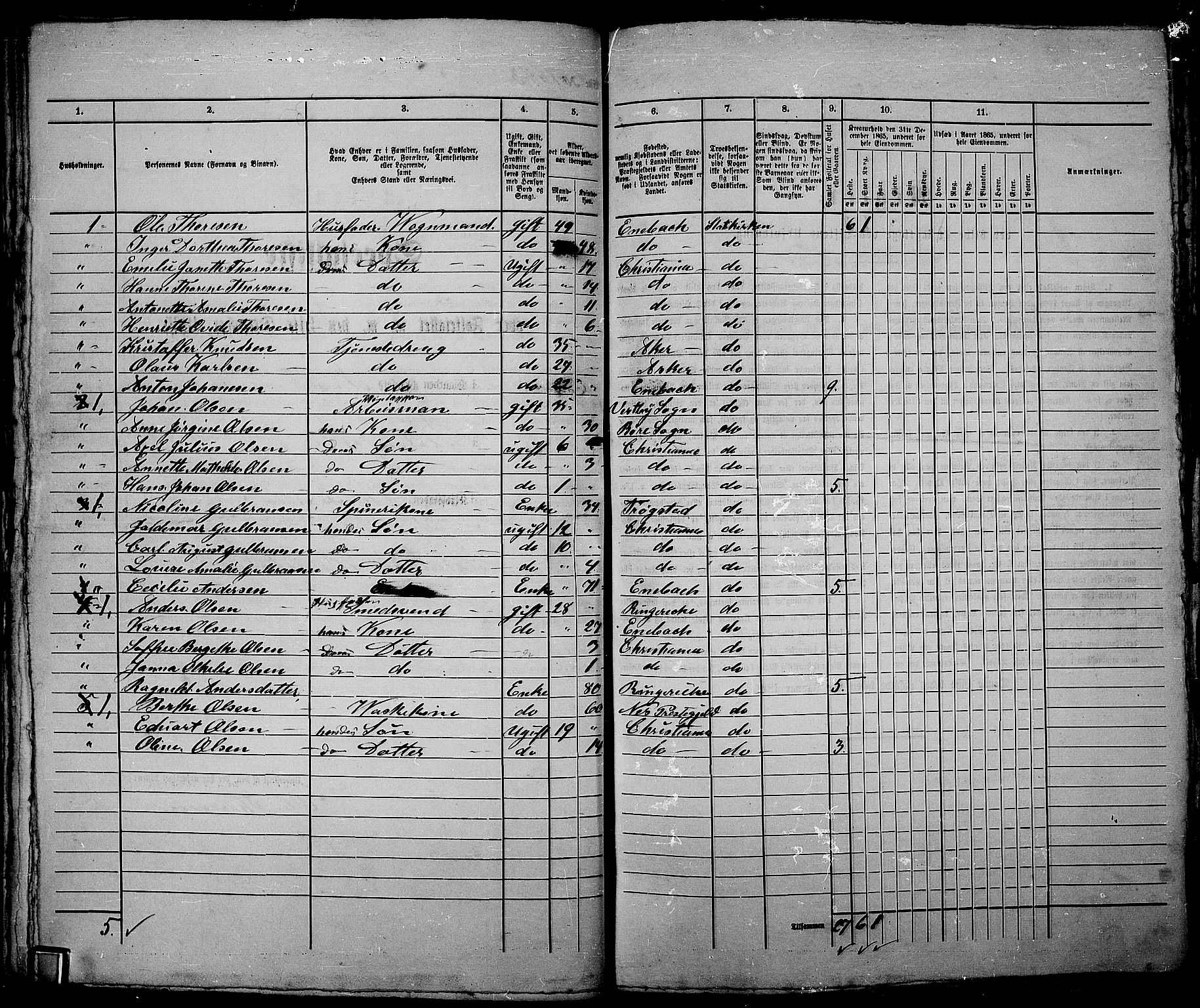 RA, 1865 census for Kristiania, 1865, p. 3726