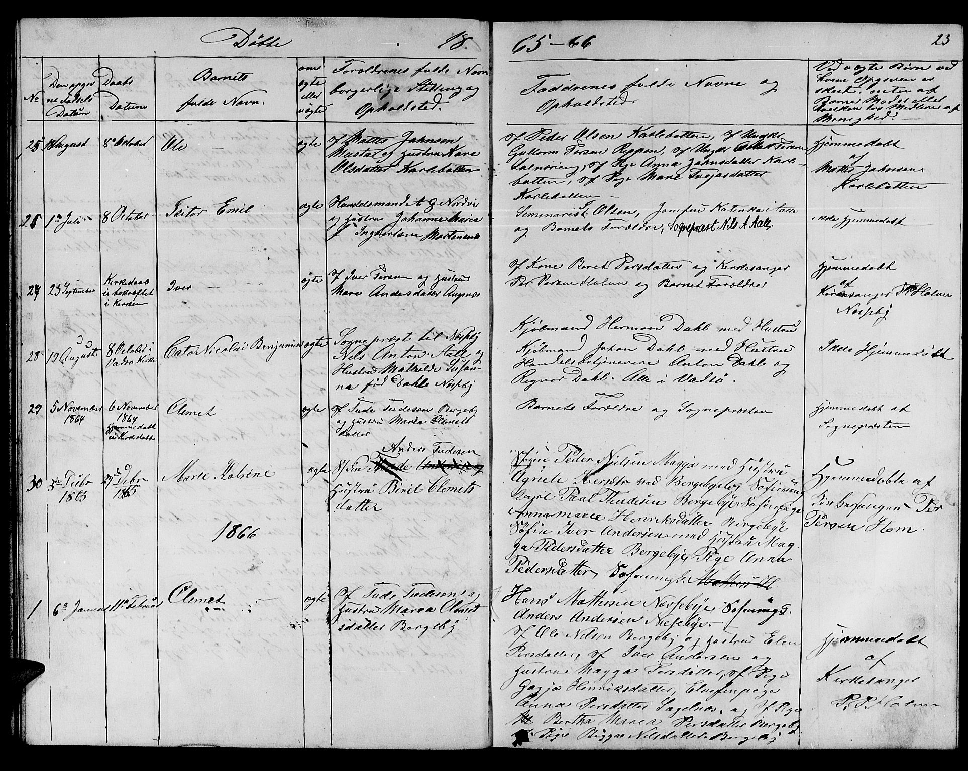 Nesseby sokneprestkontor, SATØ/S-1330/H/Hb/L0002klokker: Parish register (copy) no. 2, 1861-1868, p. 23