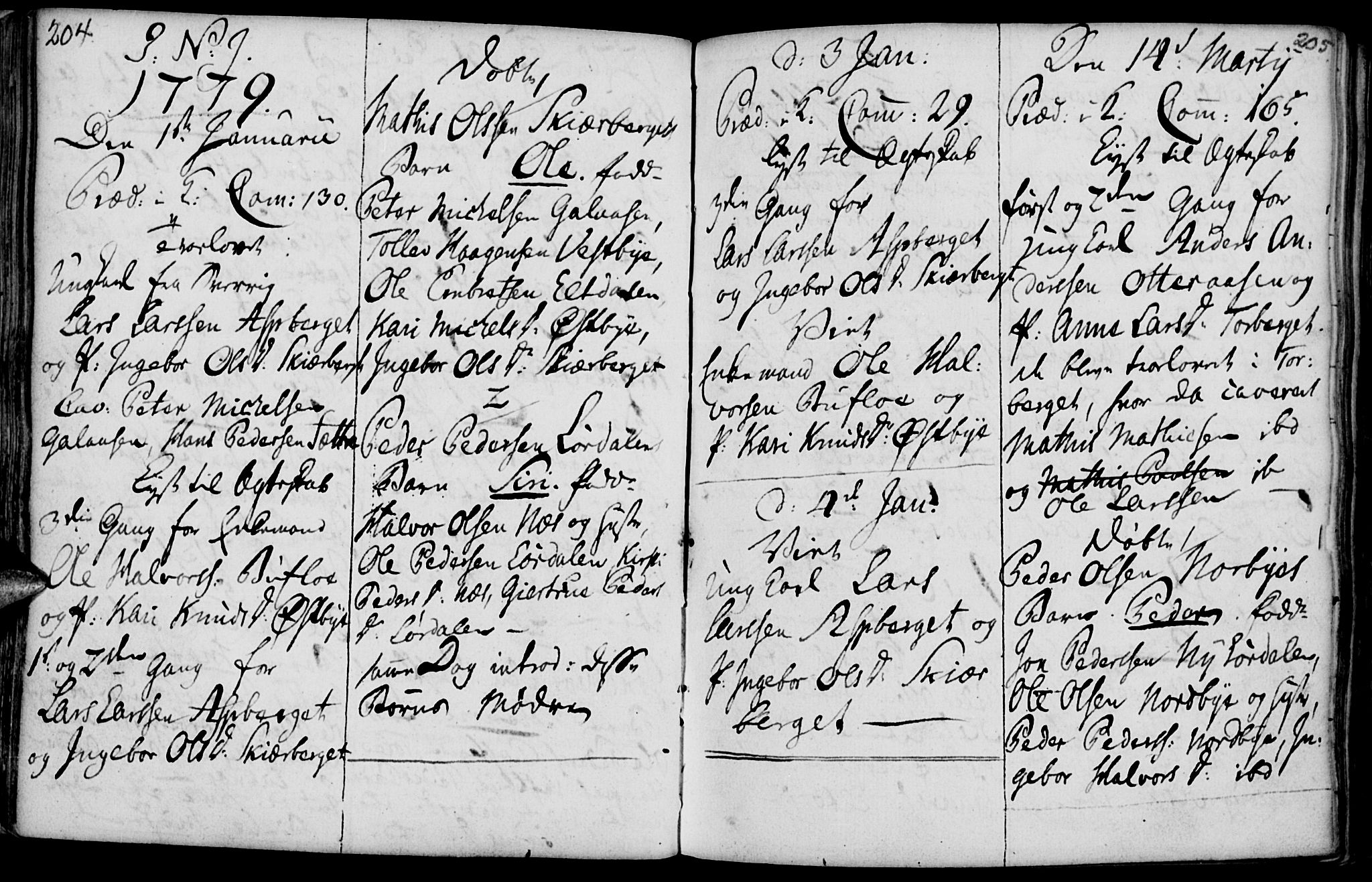 Elverum prestekontor, AV/SAH-PREST-044/H/Ha/Haa/L0004: Parish register (official) no. 4, 1761-1780, p. 204-205