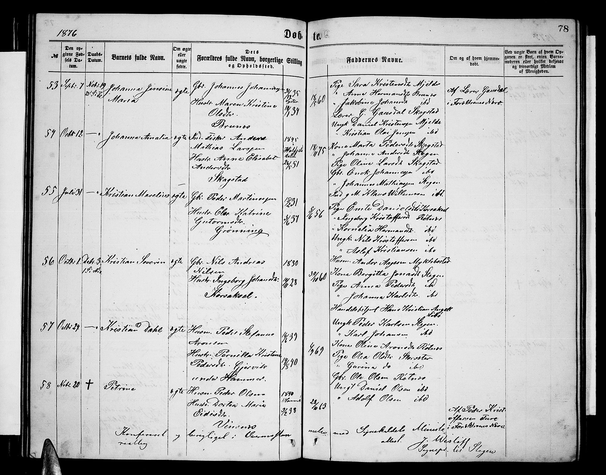 Ministerialprotokoller, klokkerbøker og fødselsregistre - Nordland, AV/SAT-A-1459/855/L0815: Parish register (copy) no. 855C04, 1865-1878, p. 78