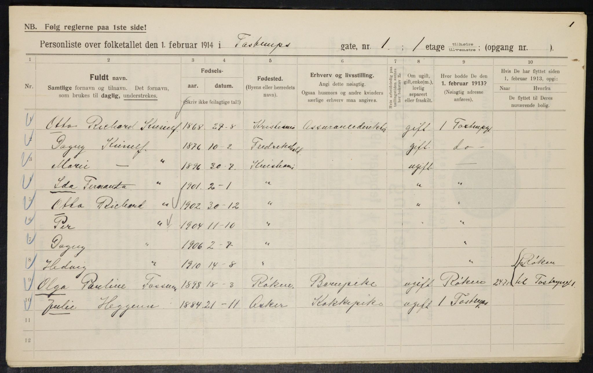 OBA, Municipal Census 1914 for Kristiania, 1914, p. 115969