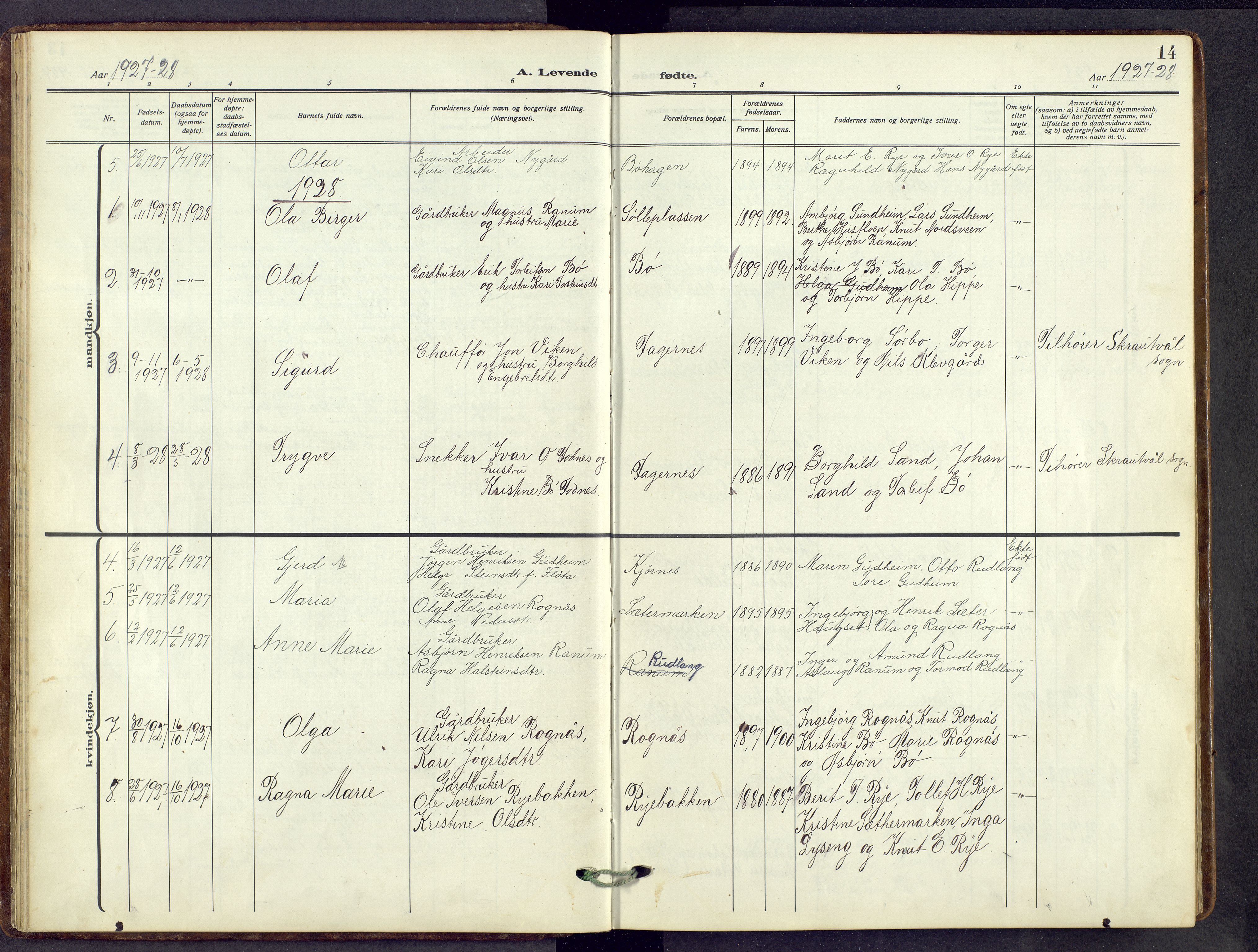 Nord-Aurdal prestekontor, SAH/PREST-132/H/Ha/Hab/L0014: Parish register (copy) no. 14, 1917-1953, p. 14