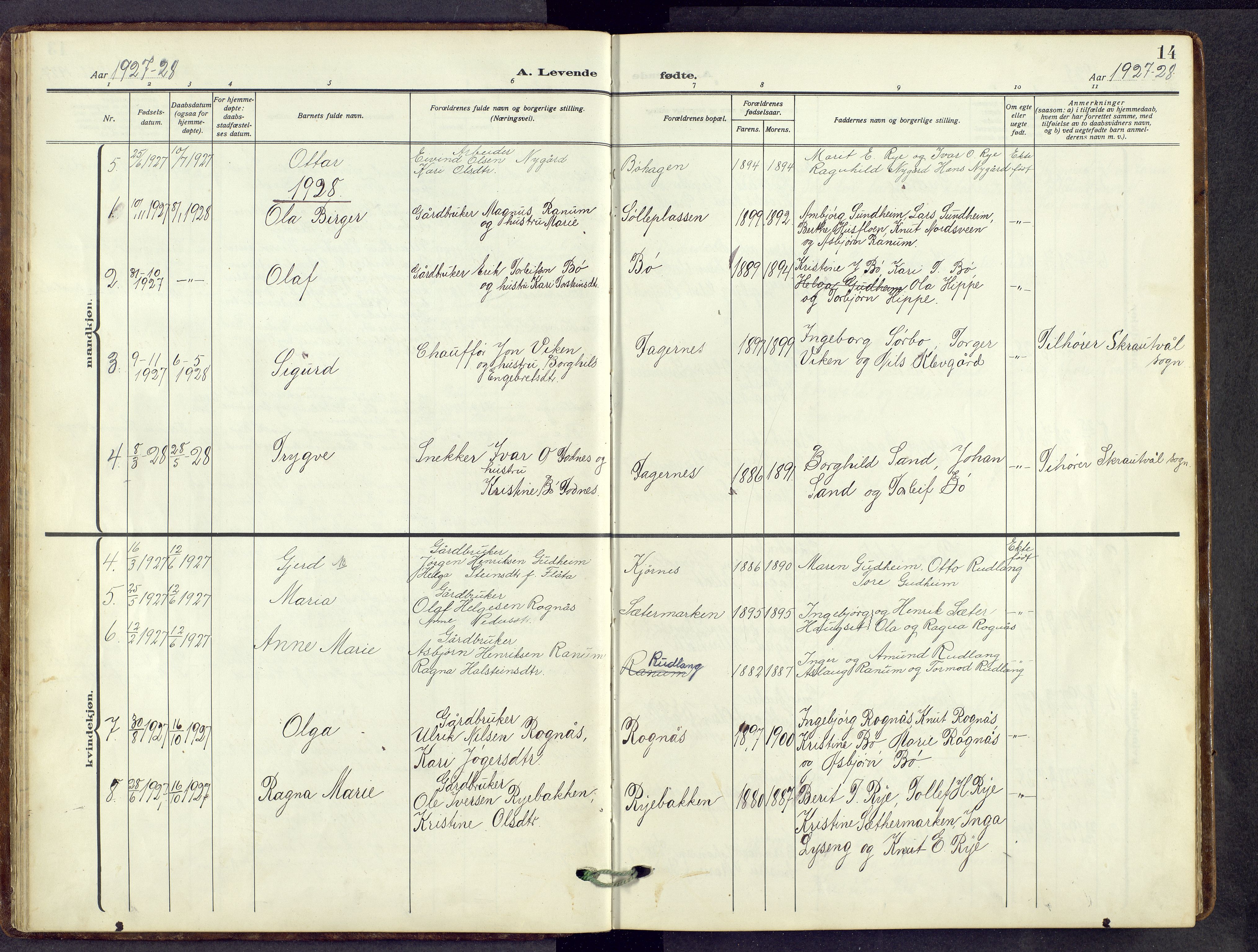 Nord-Aurdal prestekontor, AV/SAH-PREST-132/H/Ha/Hab/L0014: Parish register (copy) no. 14, 1917-1953, p. 14