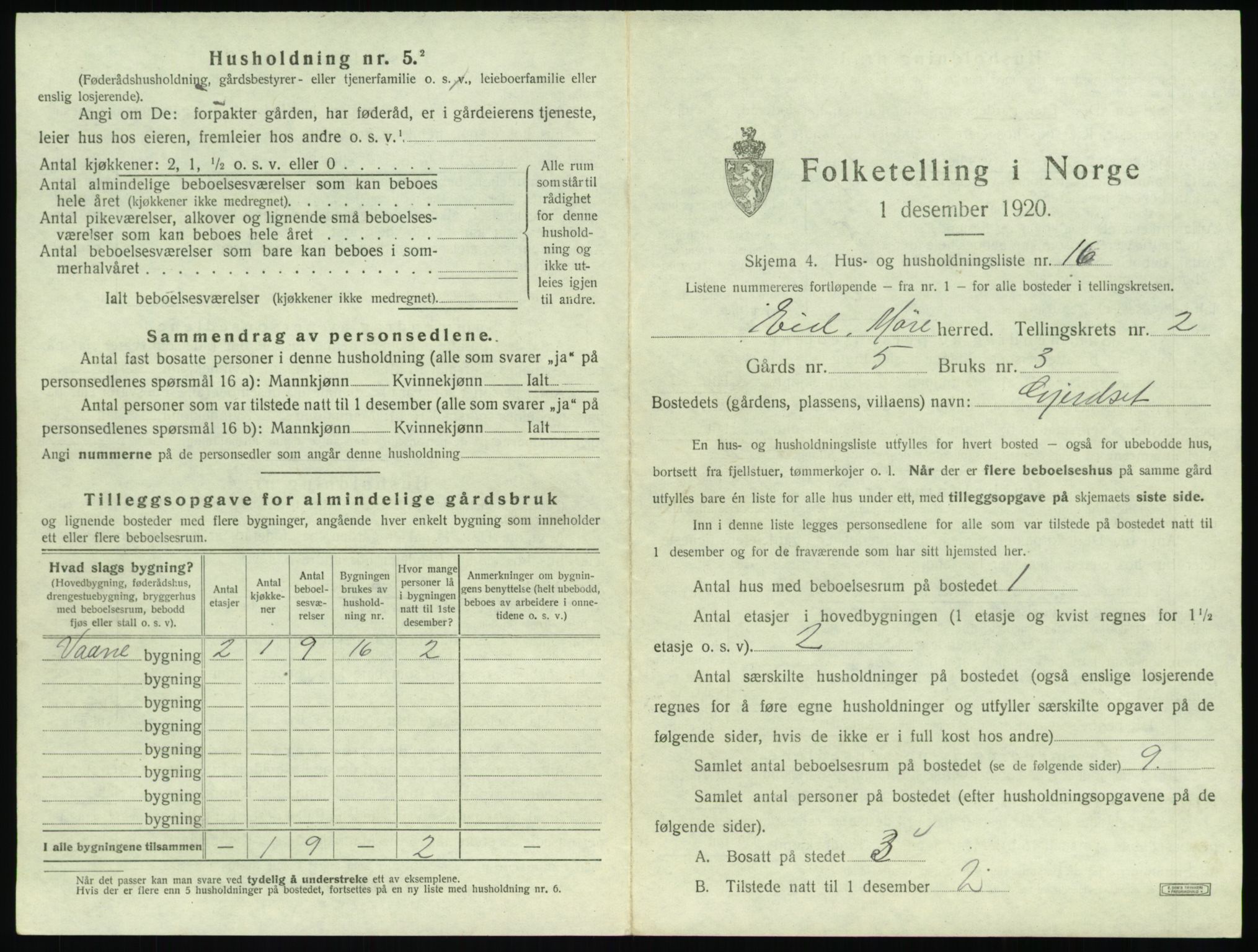 SAT, 1920 census for Eid, 1920, p. 111