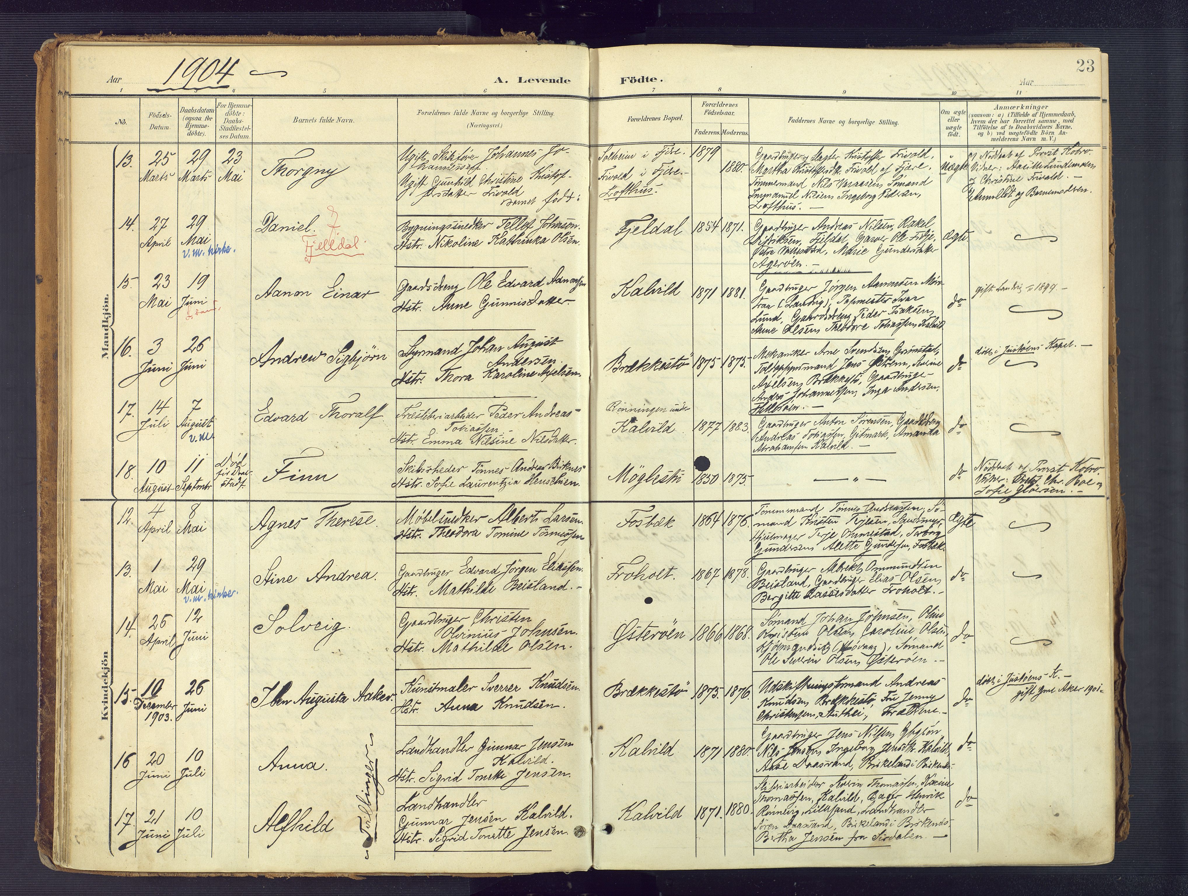 Vestre Moland sokneprestkontor, SAK/1111-0046/F/Fa/Fab/L0010: Parish register (official) no. A 10, 1900-1926, p. 23