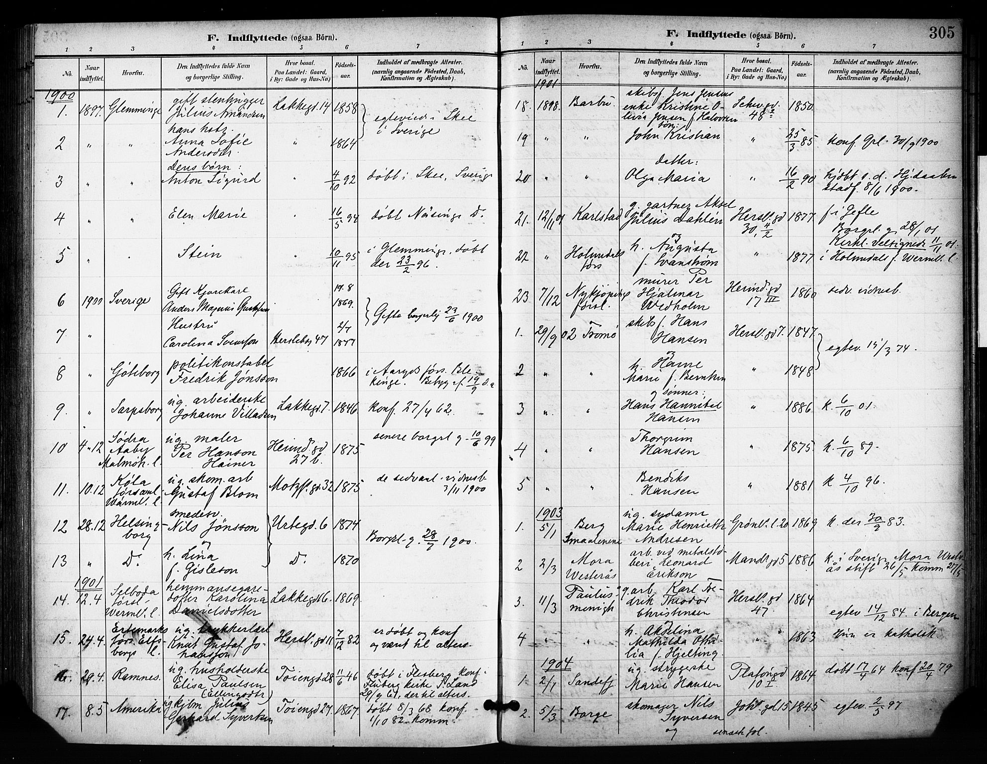 Grønland prestekontor Kirkebøker, SAO/A-10848/F/Fa/L0015: Parish register (official) no. 15, 1899-1919, p. 305