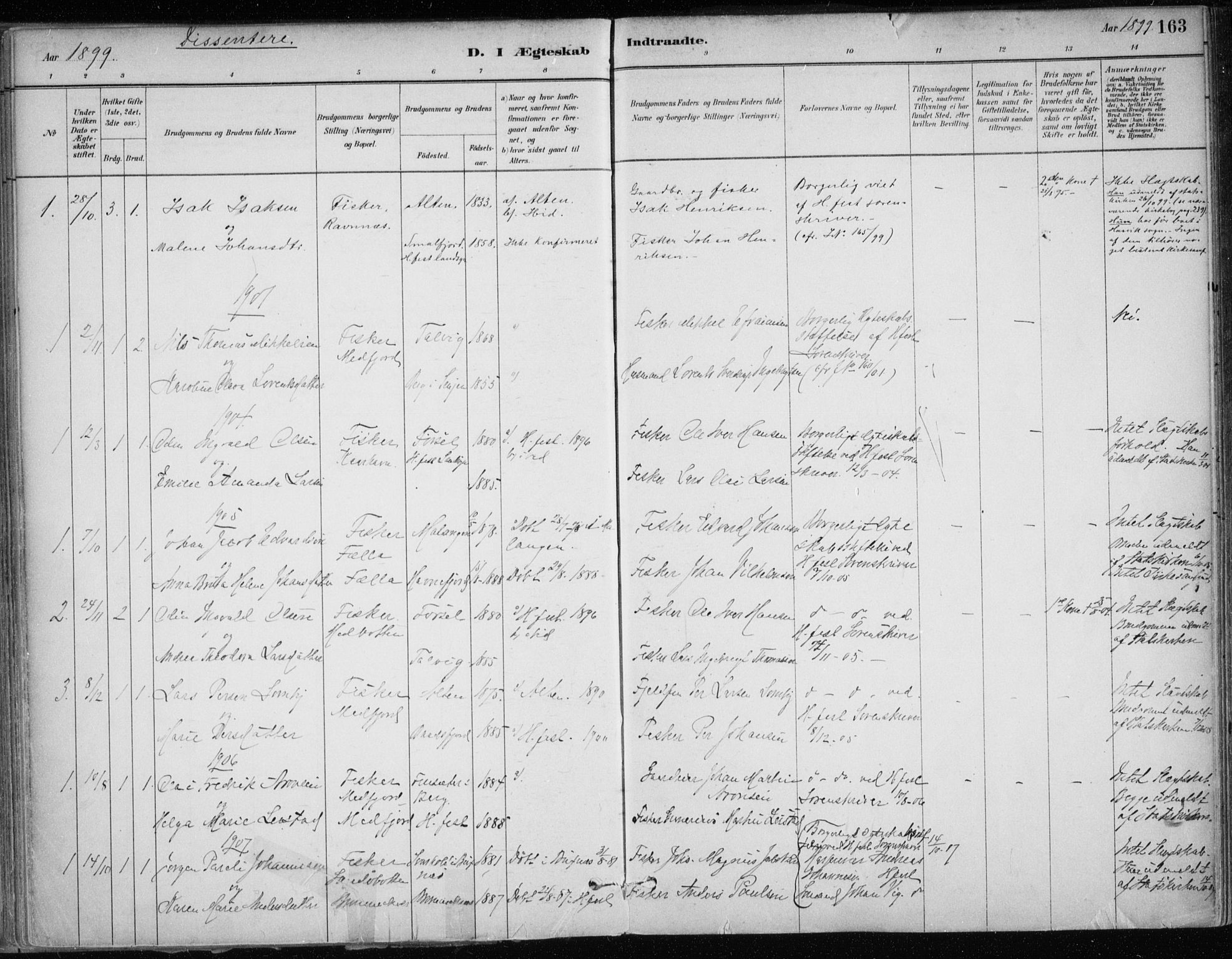 Hammerfest sokneprestkontor, SATØ/S-1347/H/Ha/L0013.kirke: Parish register (official) no. 13, 1898-1917, p. 163