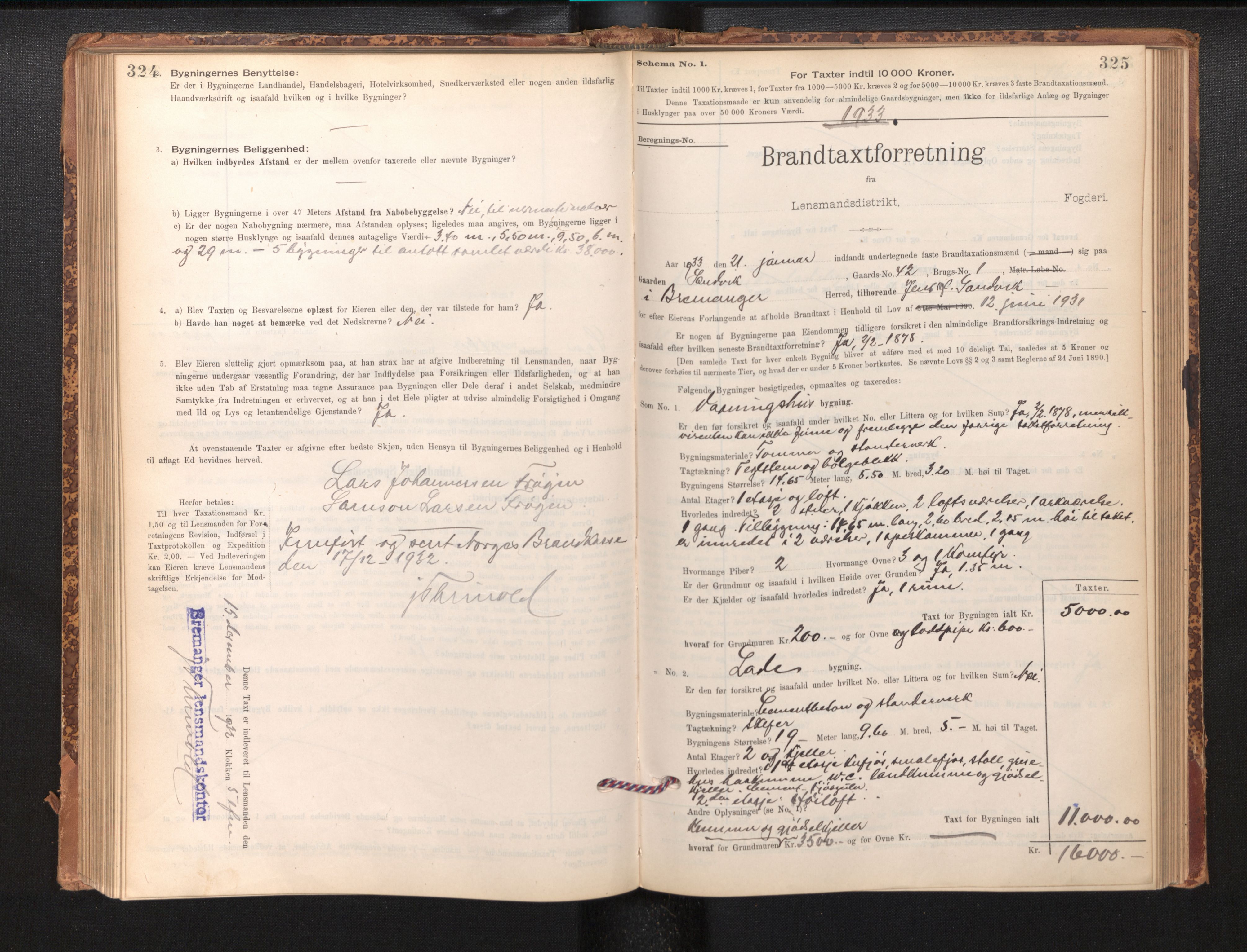 Lensmannen i Bremanger, SAB/A-26701/0012/L0007: Branntakstprotokoll, skjematakst, 1895-1936, p. 324-325