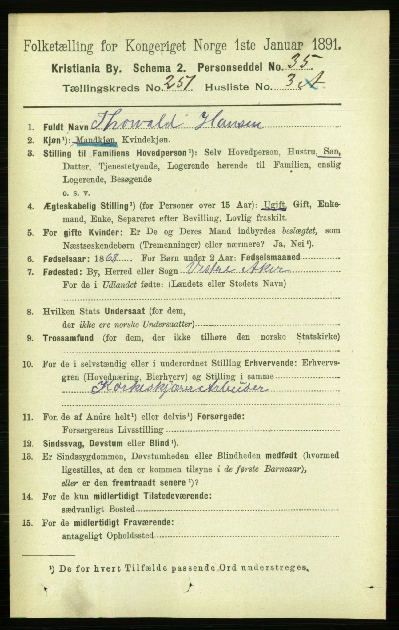 RA, 1891 census for 0301 Kristiania, 1891, p. 153099
