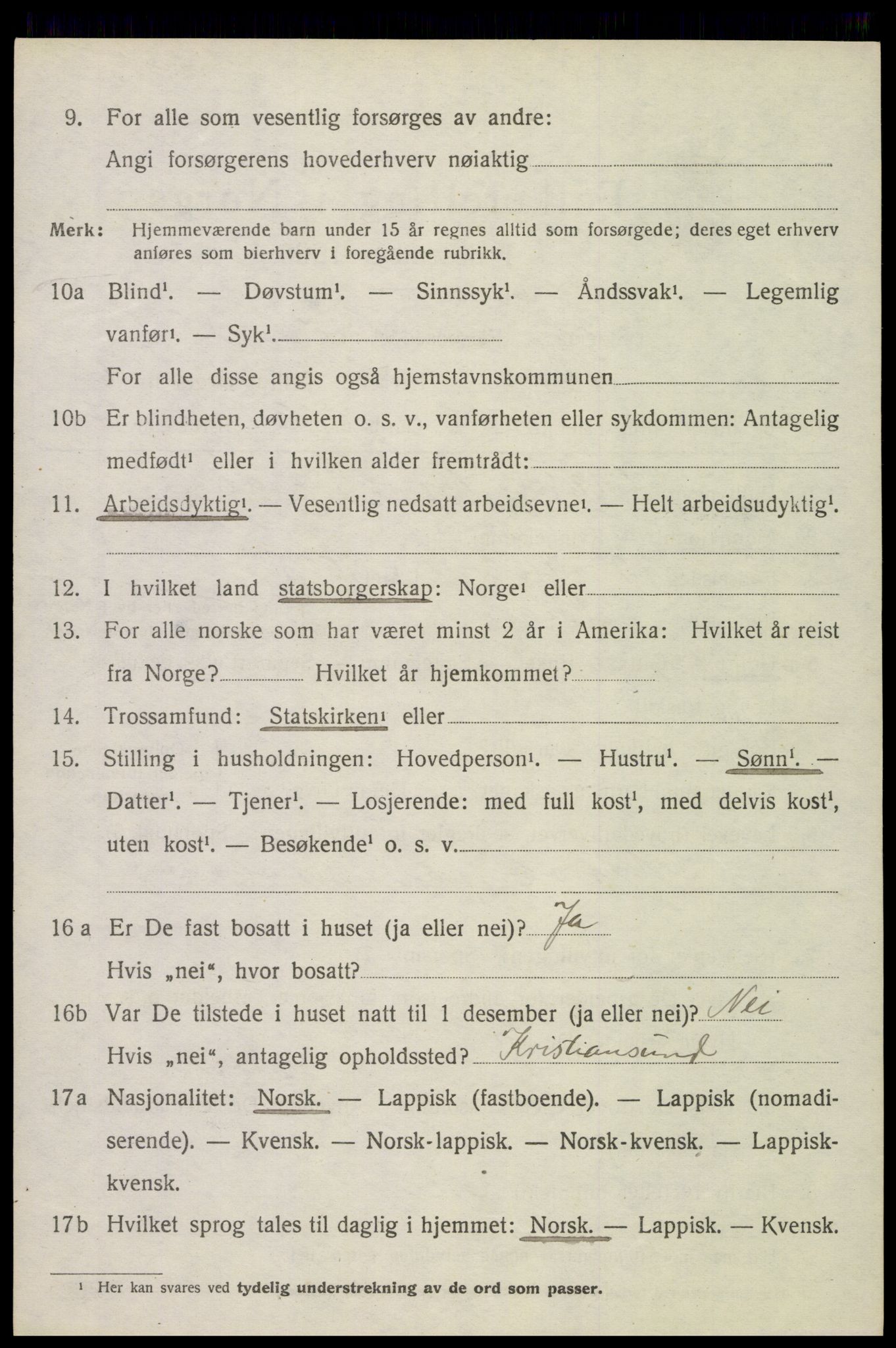 SAT, 1920 census for Vågan, 1920, p. 6150