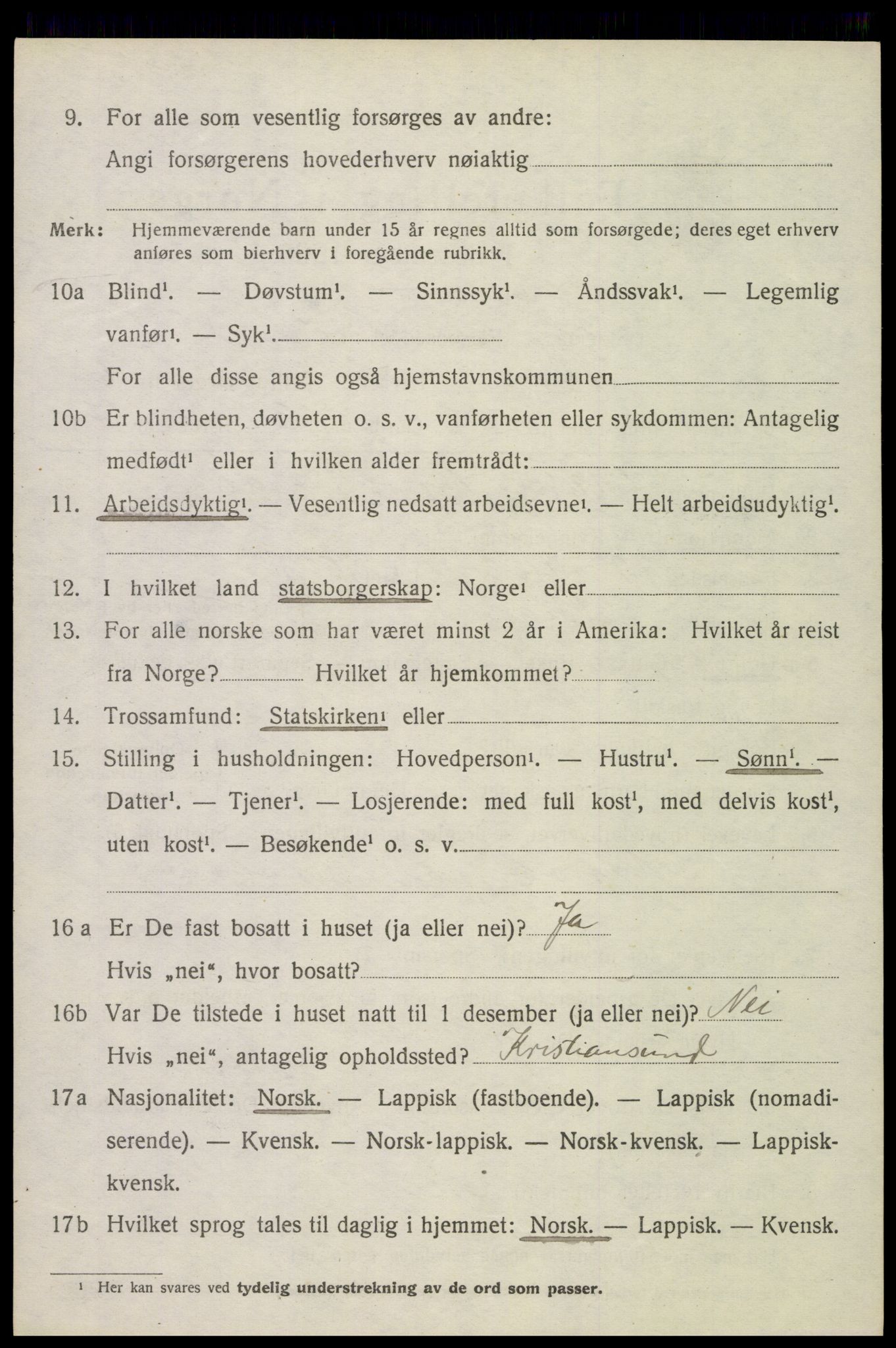 SAT, 1920 census for Vågan, 1920, p. 6150