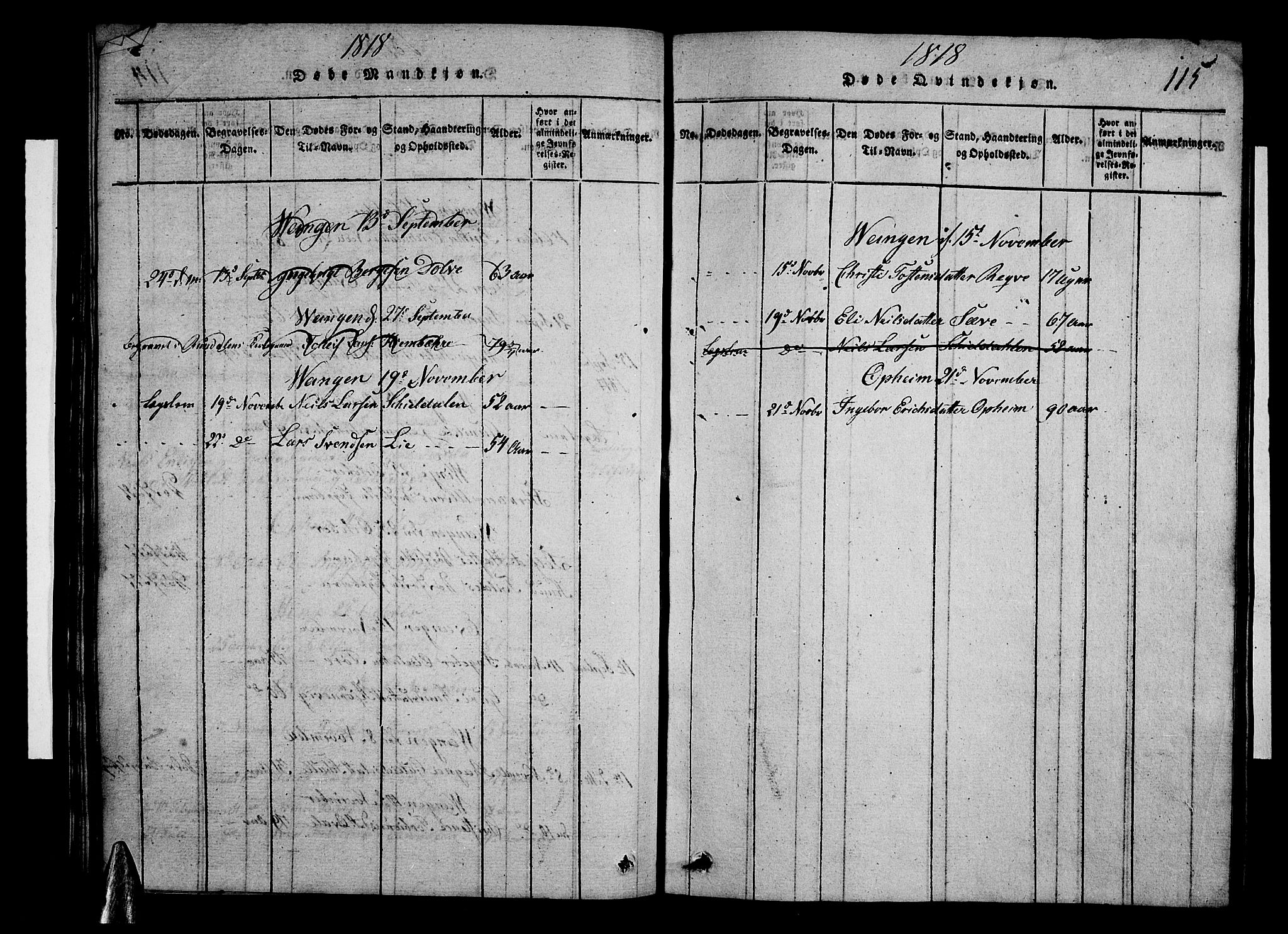 Voss sokneprestembete, SAB/A-79001/H/Hab: Parish register (copy) no. A 1, 1816-1818, p. 115