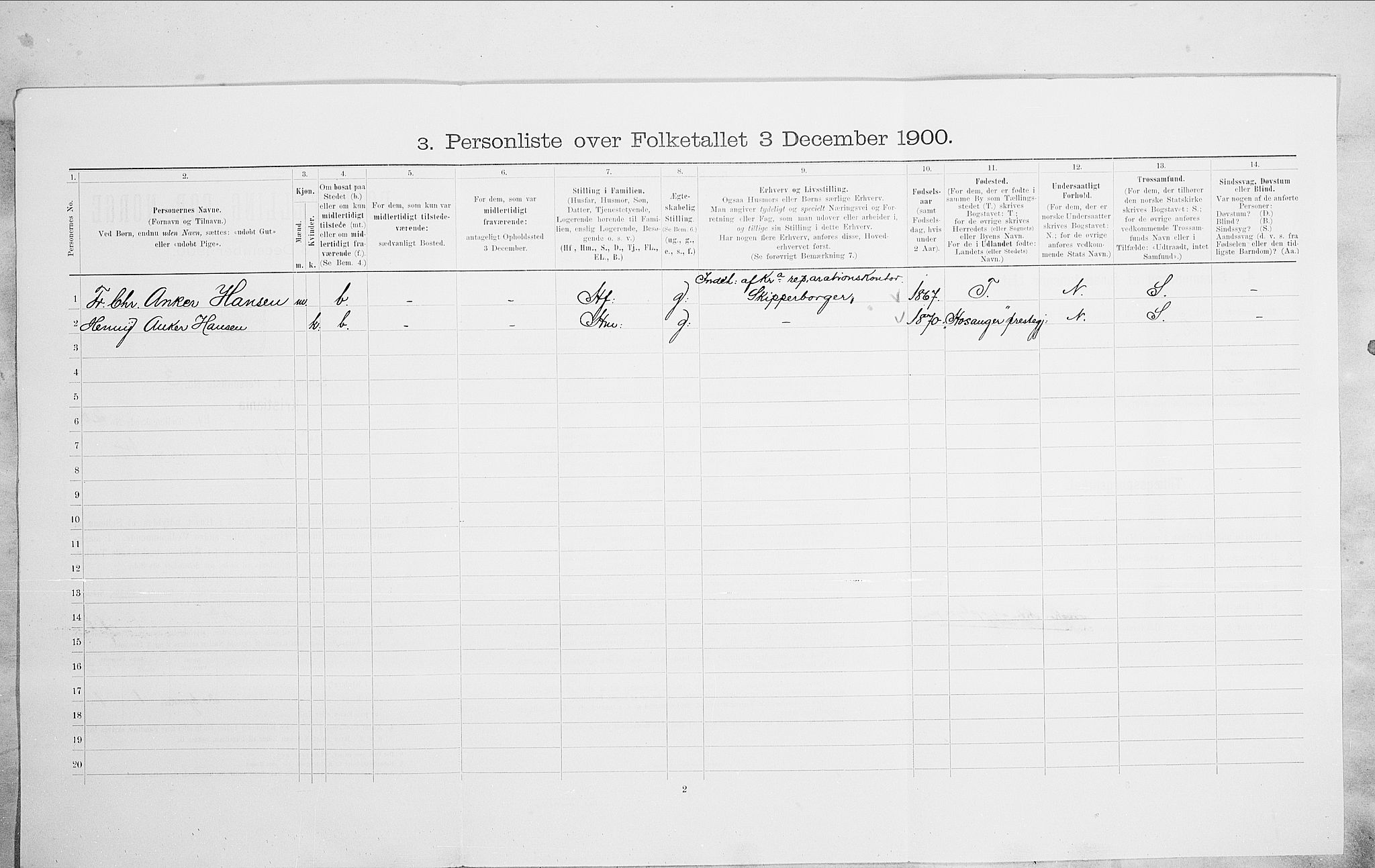 SAO, 1900 census for Kristiania, 1900, p. 84946