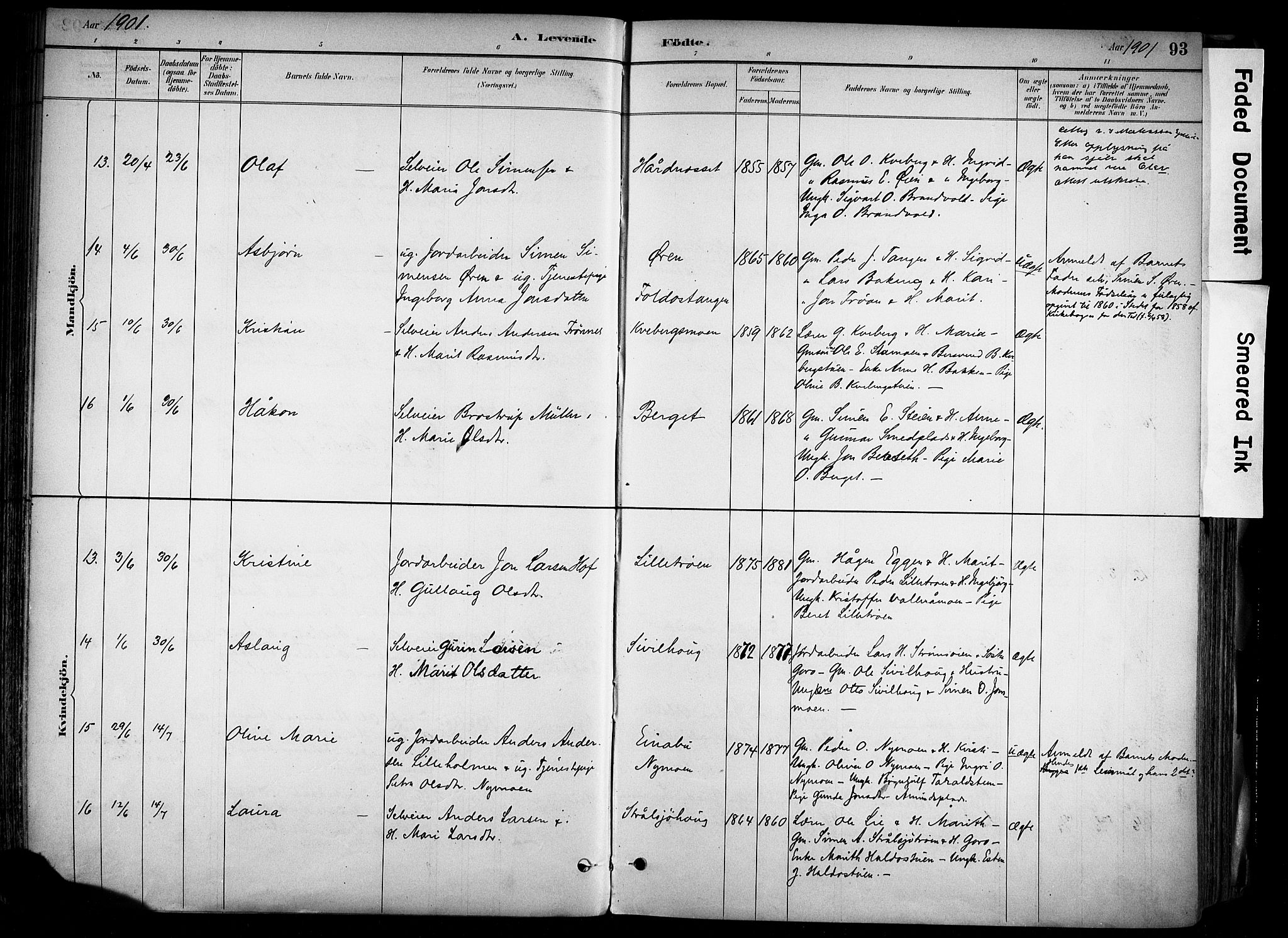 Alvdal prestekontor, SAH/PREST-060/H/Ha/Haa/L0002: Parish register (official) no. 2, 1883-1906, p. 93