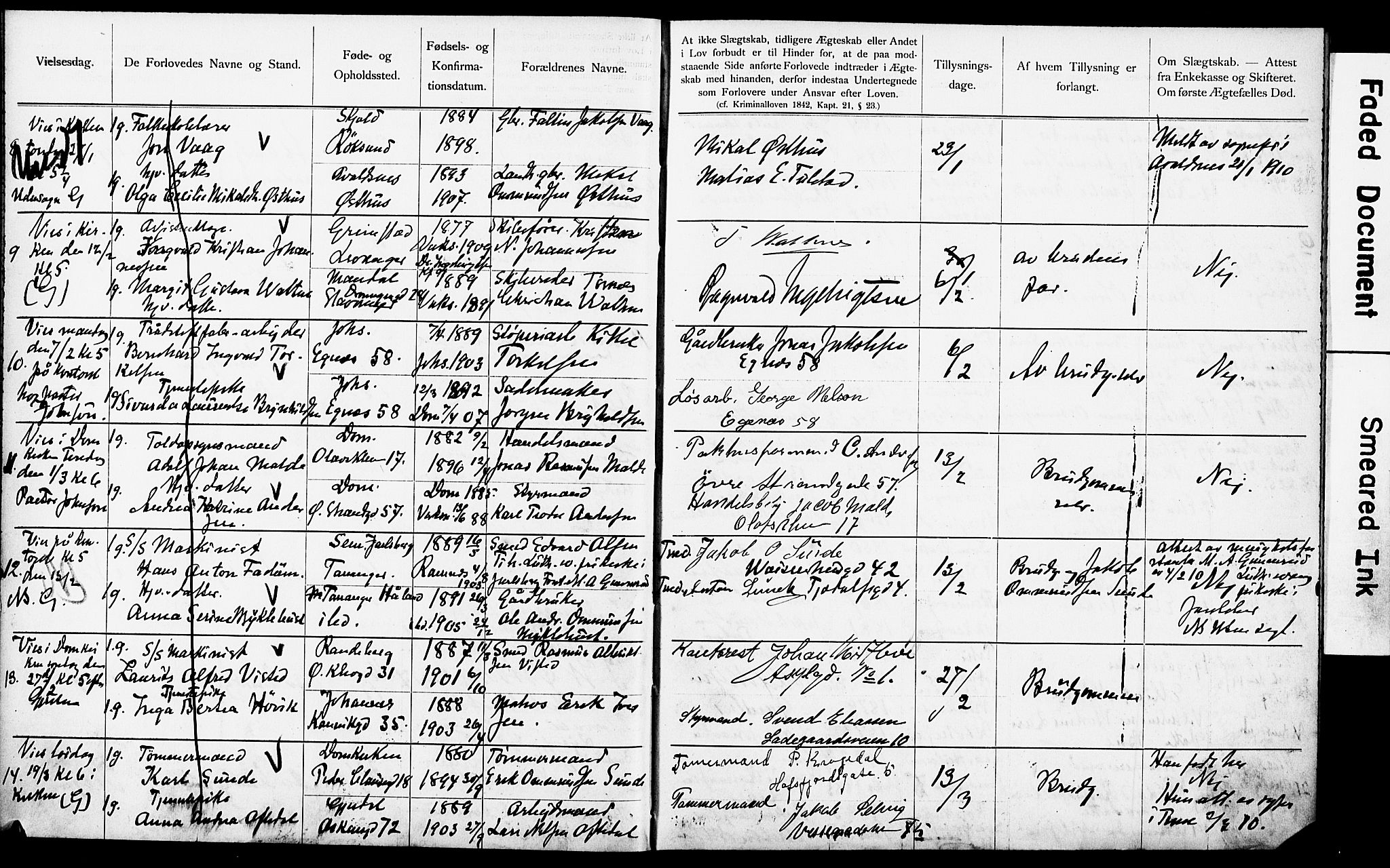 Domkirken sokneprestkontor, AV/SAST-A-101812/001/70/705BA/L0005: Banns register no. 5, 1904-1914