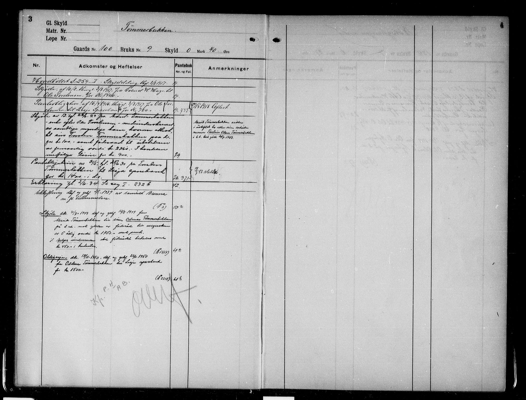 Nord-Gudbrandsdal tingrett, SAH/TING-002/H/Ha/Hac/L0002: Mortgage register no. 2, 1917-1950, p. 3-4