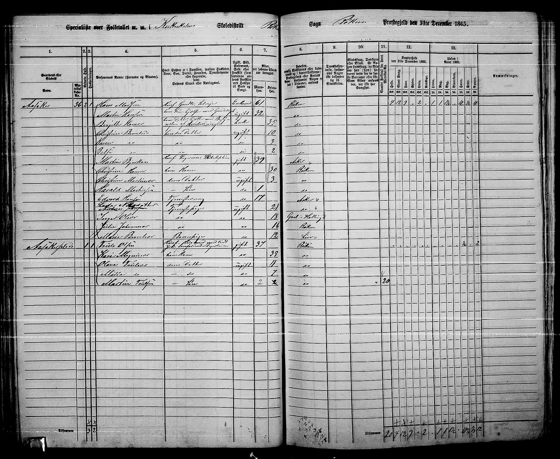 RA, 1865 census for Røyken, 1865, p. 48