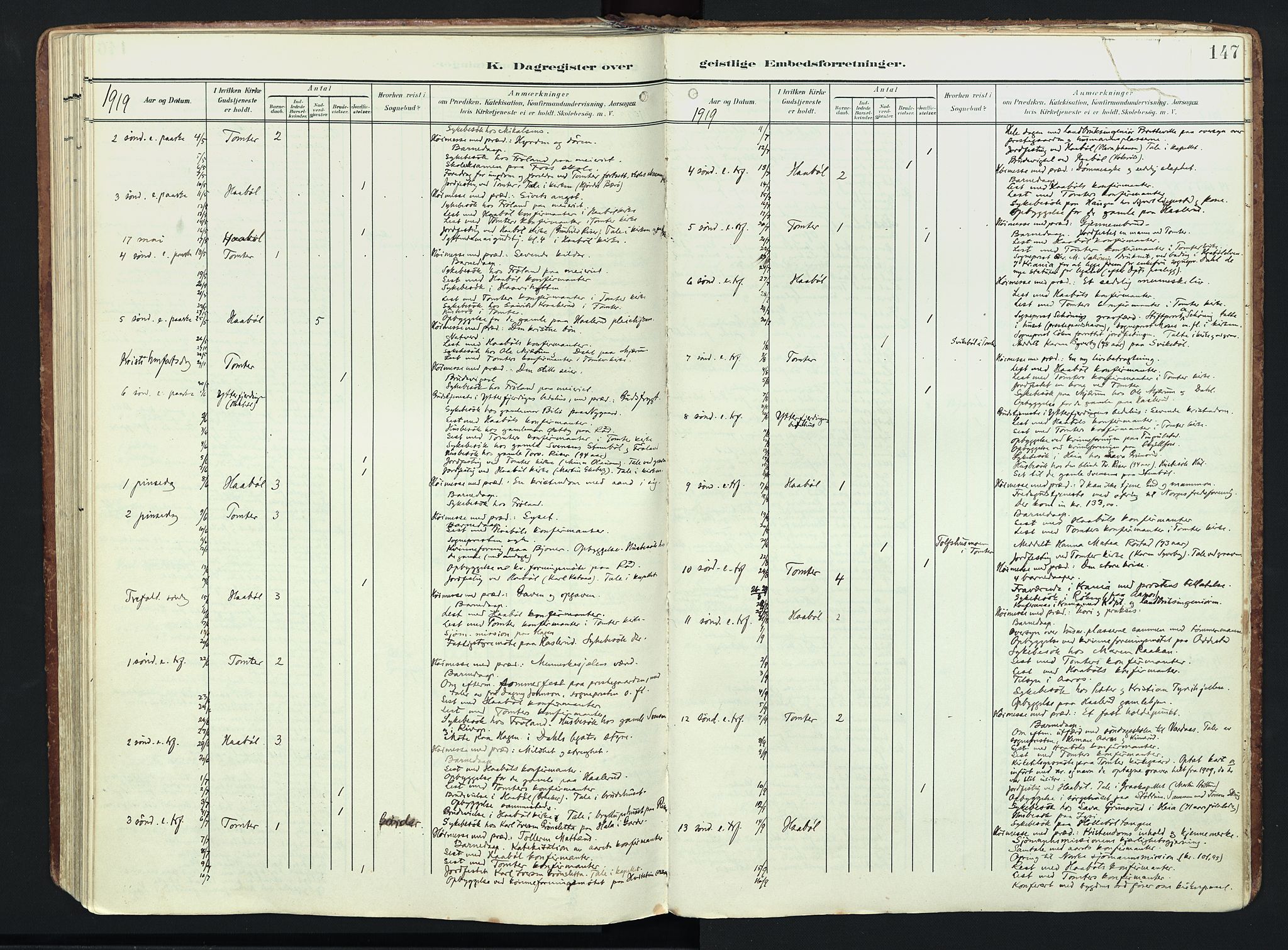 Hobøl prestekontor Kirkebøker, SAO/A-2002/F/Fa/L0006: Parish register (official) no. I 6, 1905-1927, p. 147