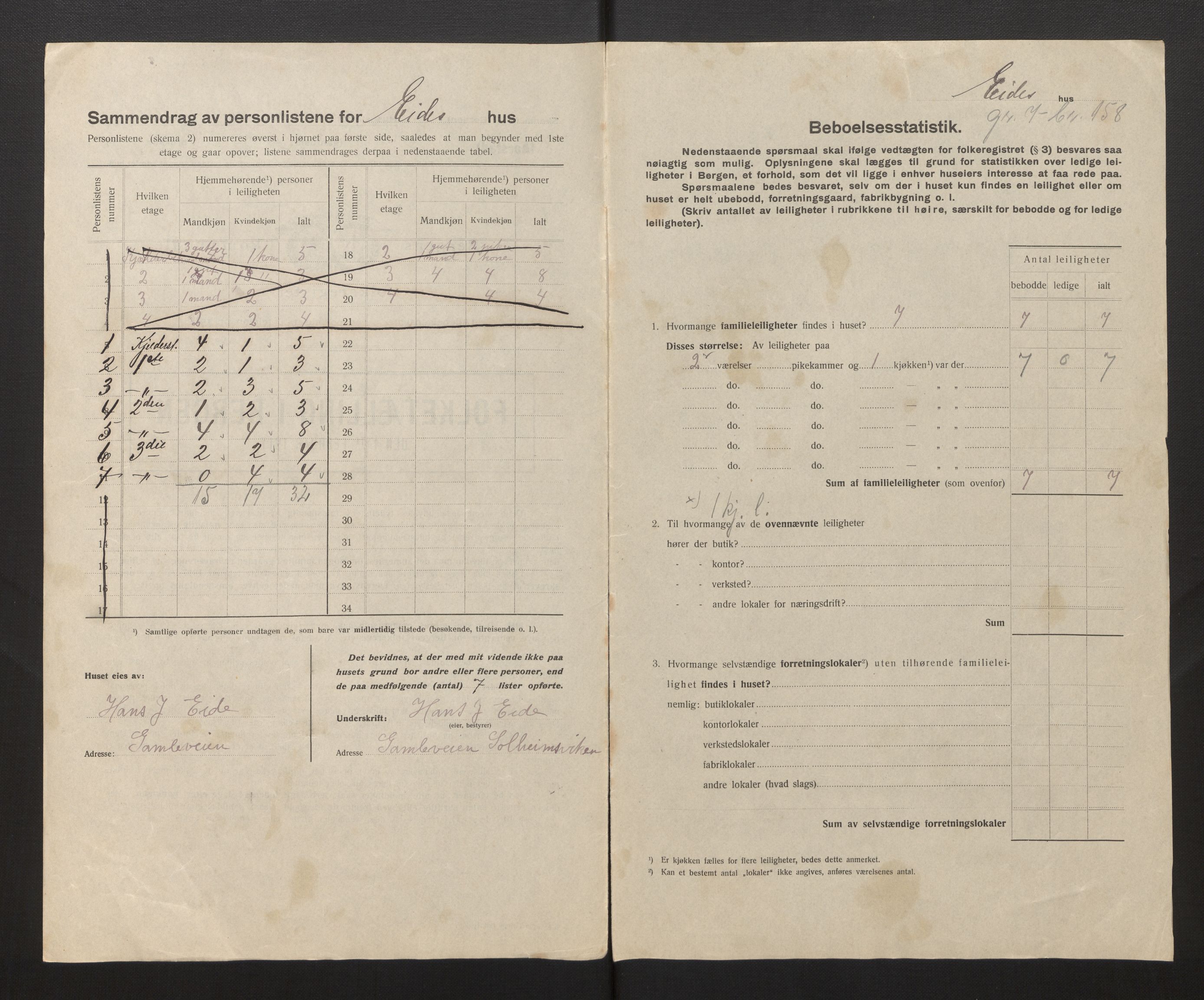 SAB, Municipal Census 1917 for Bergen, 1917, p. 49351