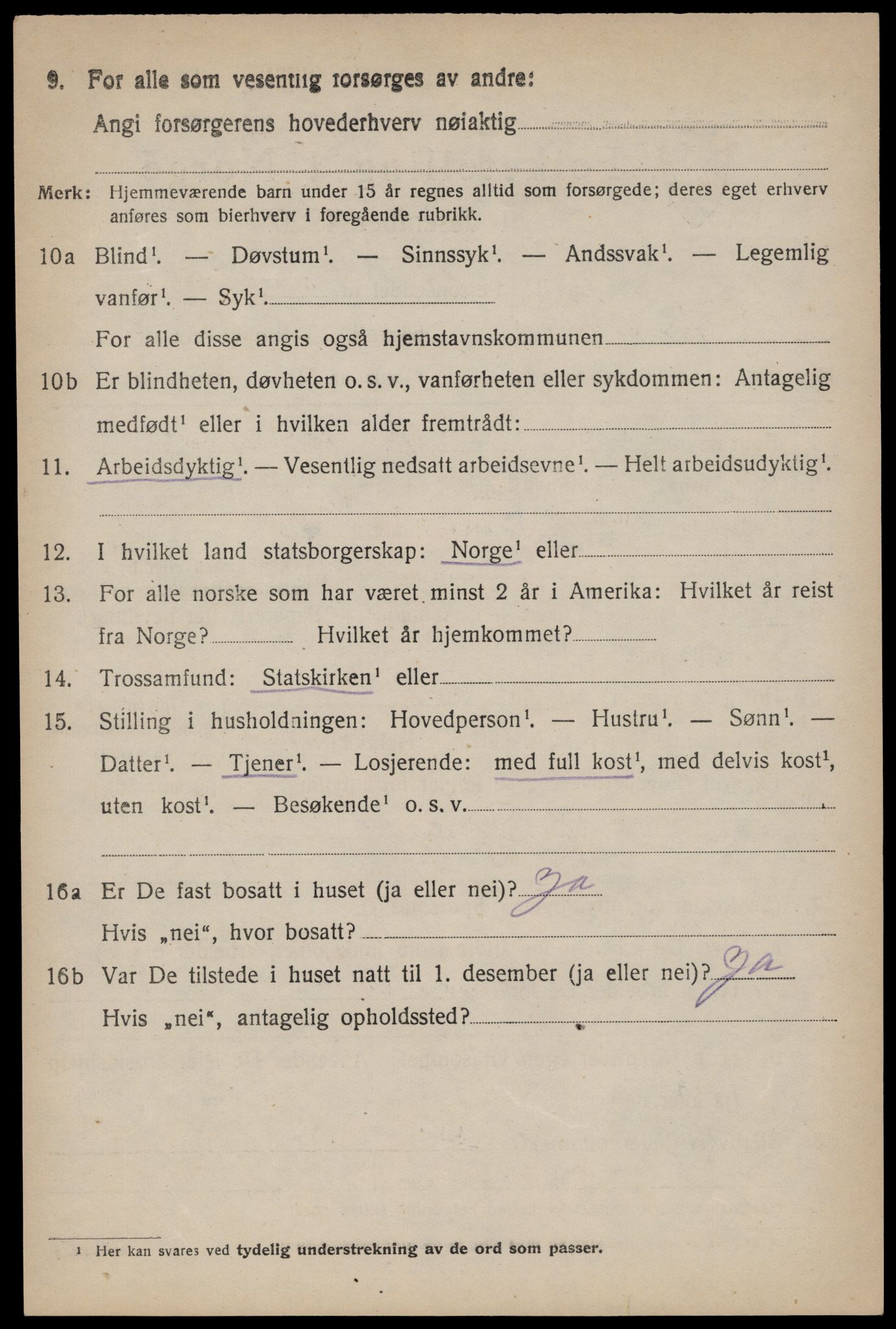 SAKO, 1920 census for Rauland, 1920, p. 2071