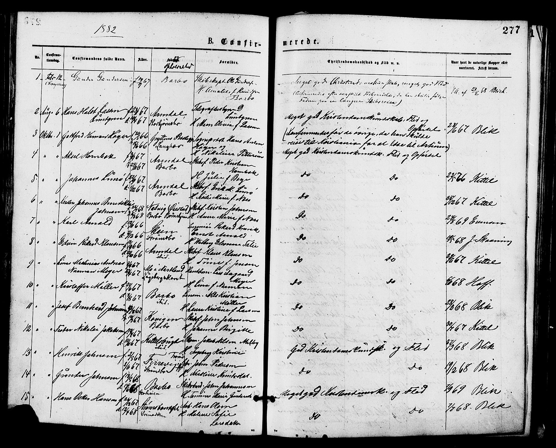 Barbu sokneprestkontor, AV/SAK-1111-0003/F/Fa/L0001: Parish register (official) no. A 1 /1, 1878-1883, p. 277