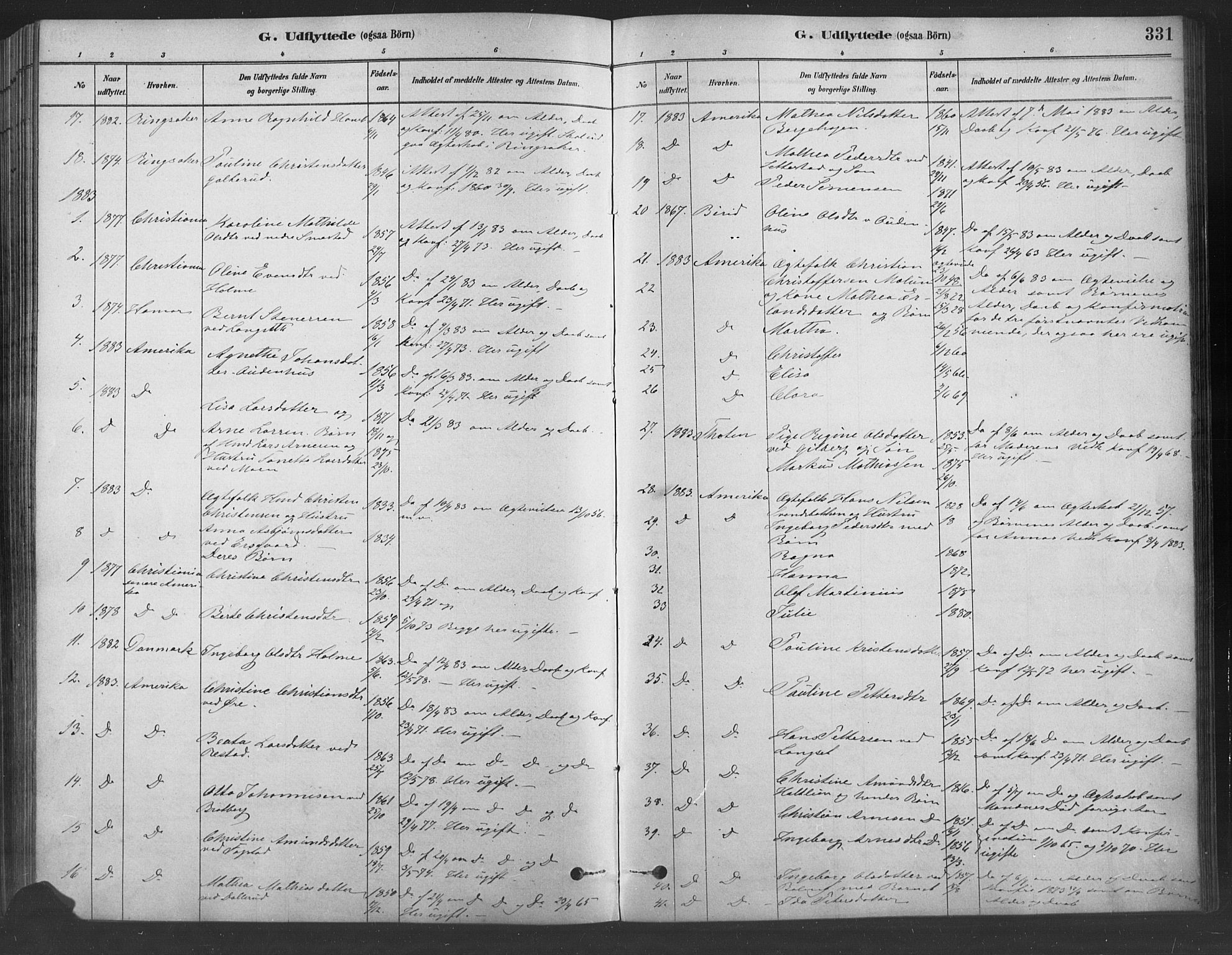 Fåberg prestekontor, SAH/PREST-086/H/Ha/Haa/L0009: Parish register (official) no. 9, 1879-1898, p. 331