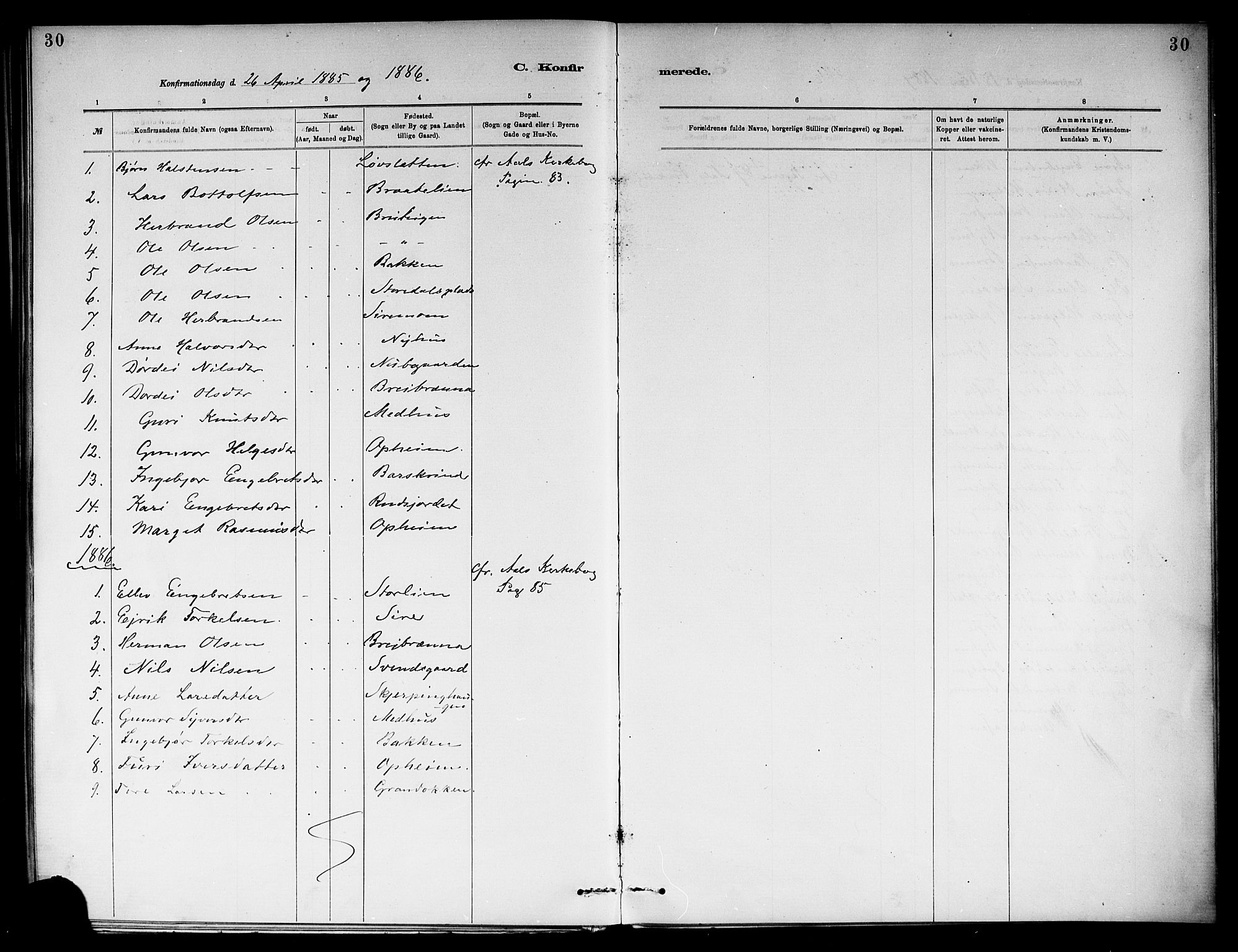 Ål kirkebøker, SAKO/A-249/F/Fb/L0001: Parish register (official) no. II 1, 1882-1899, p. 30