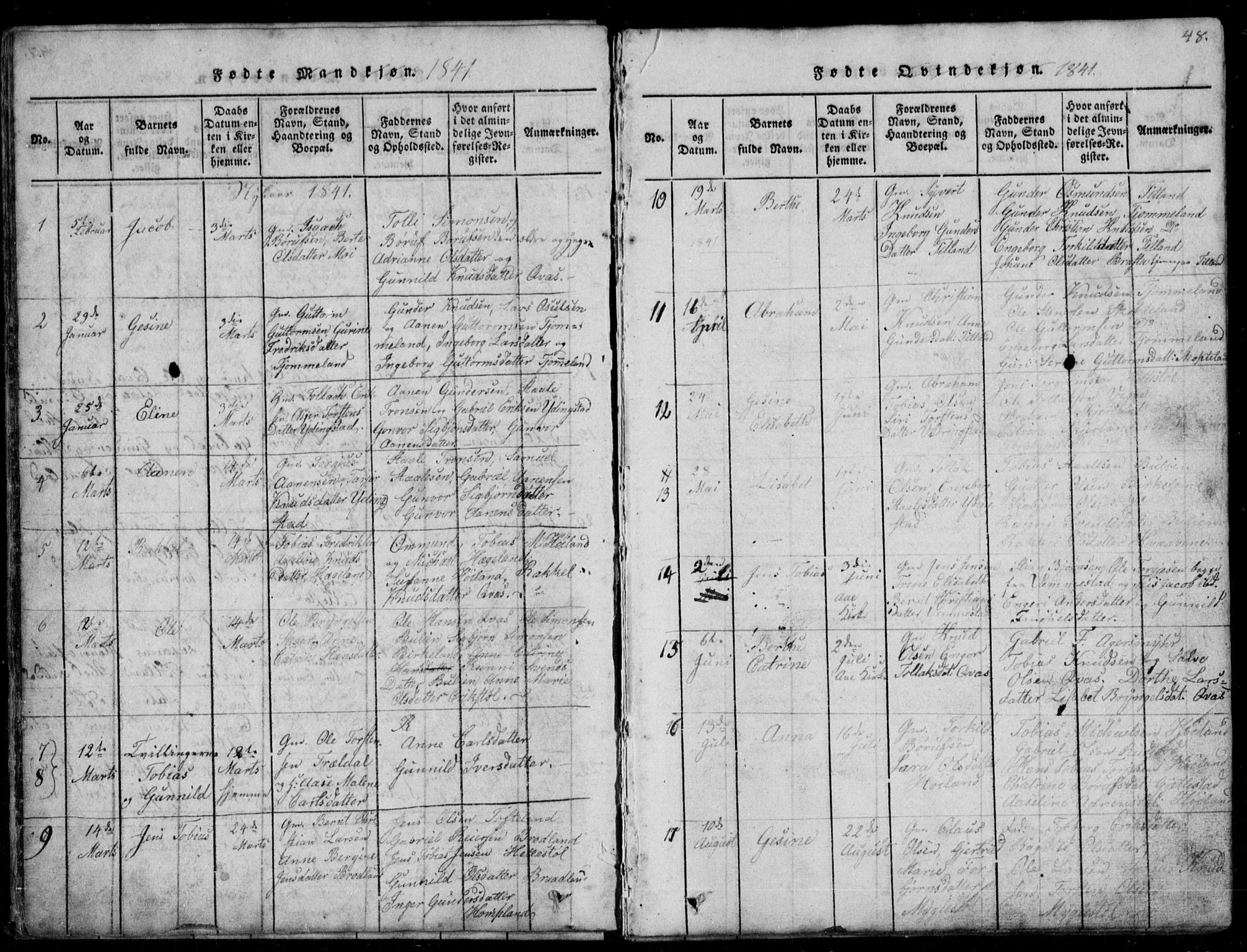 Lyngdal sokneprestkontor, AV/SAK-1111-0029/F/Fb/Fbb/L0001: Parish register (copy) no. B 1, 1816-1900, p. 48