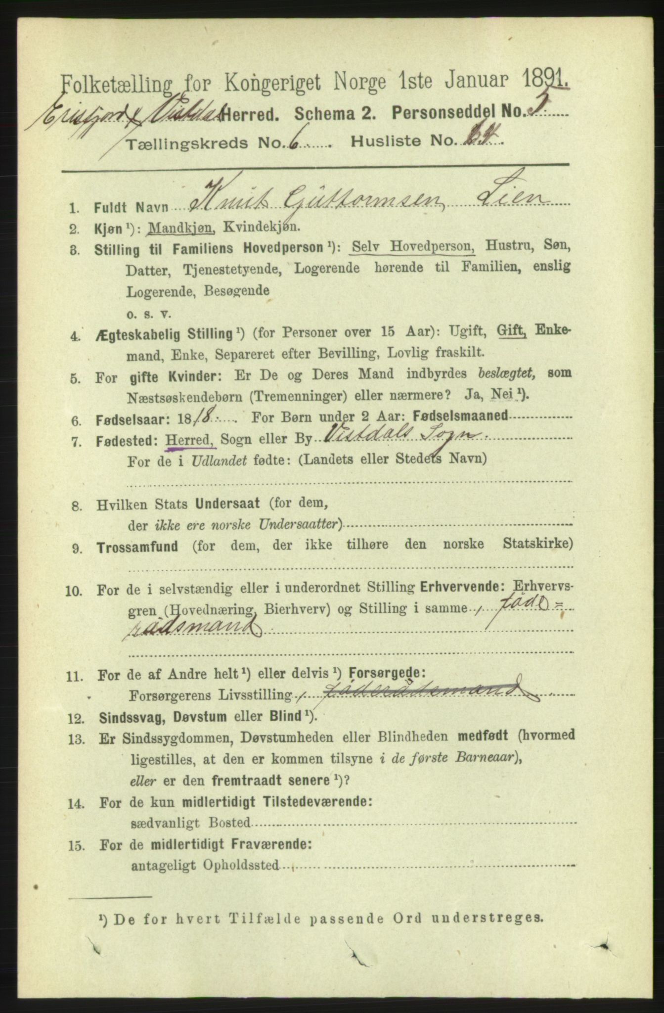 RA, 1891 census for 1542 Eresfjord og Vistdal, 1891, p. 1904