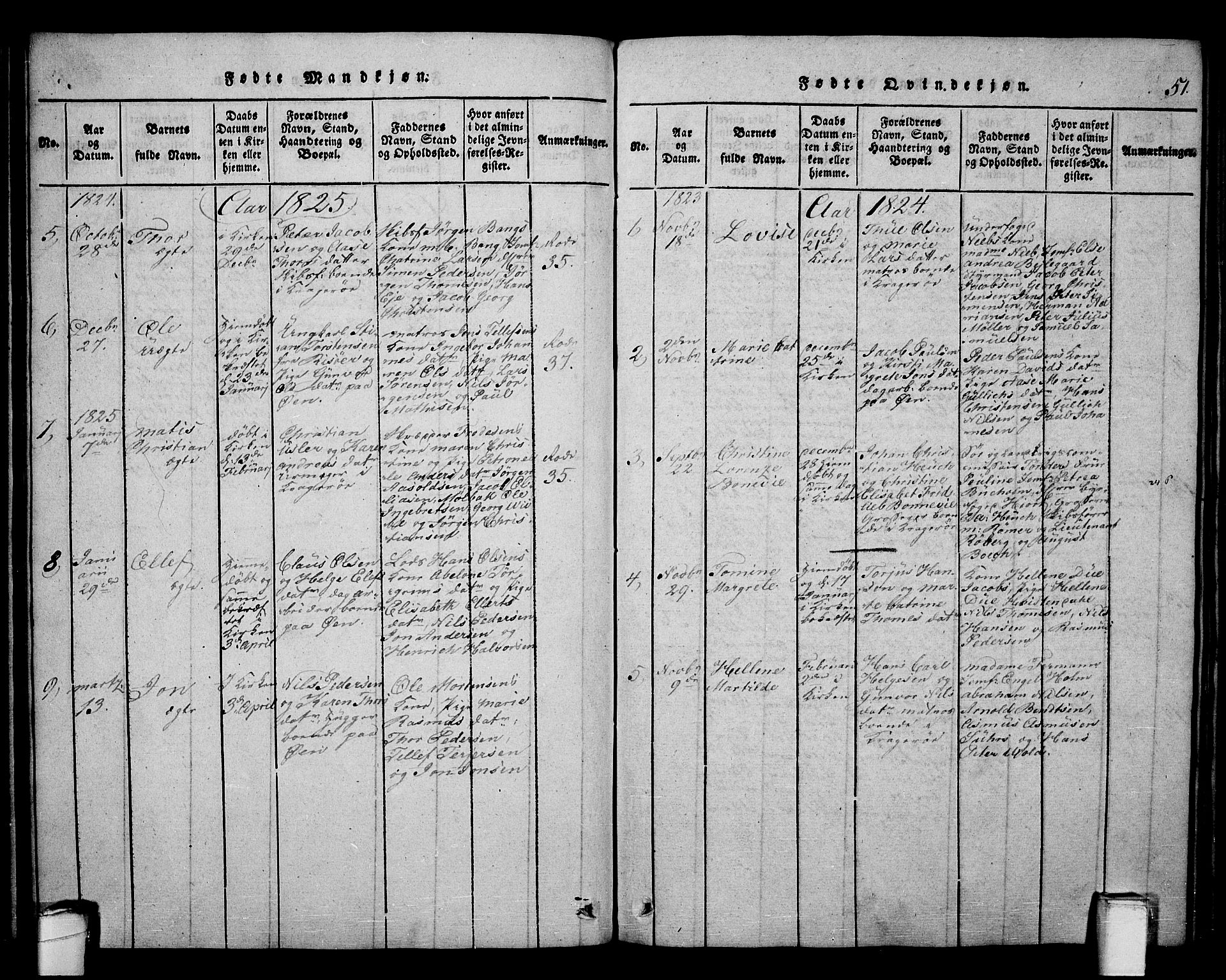 Kragerø kirkebøker, AV/SAKO-A-278/F/Fa/L0004: Parish register (official) no. 4, 1814-1831, p. 51