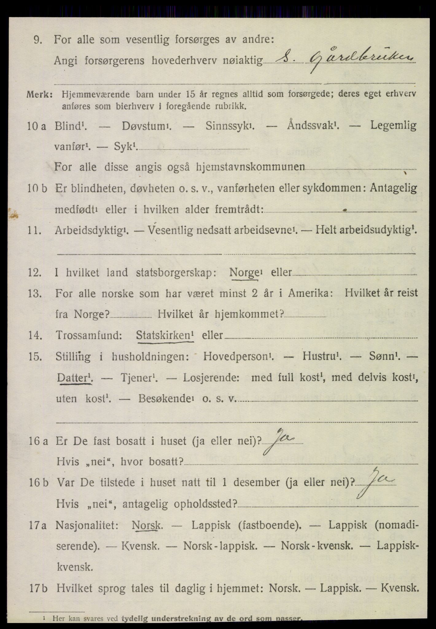 SAT, 1920 census for Korgen, 1920, p. 1749