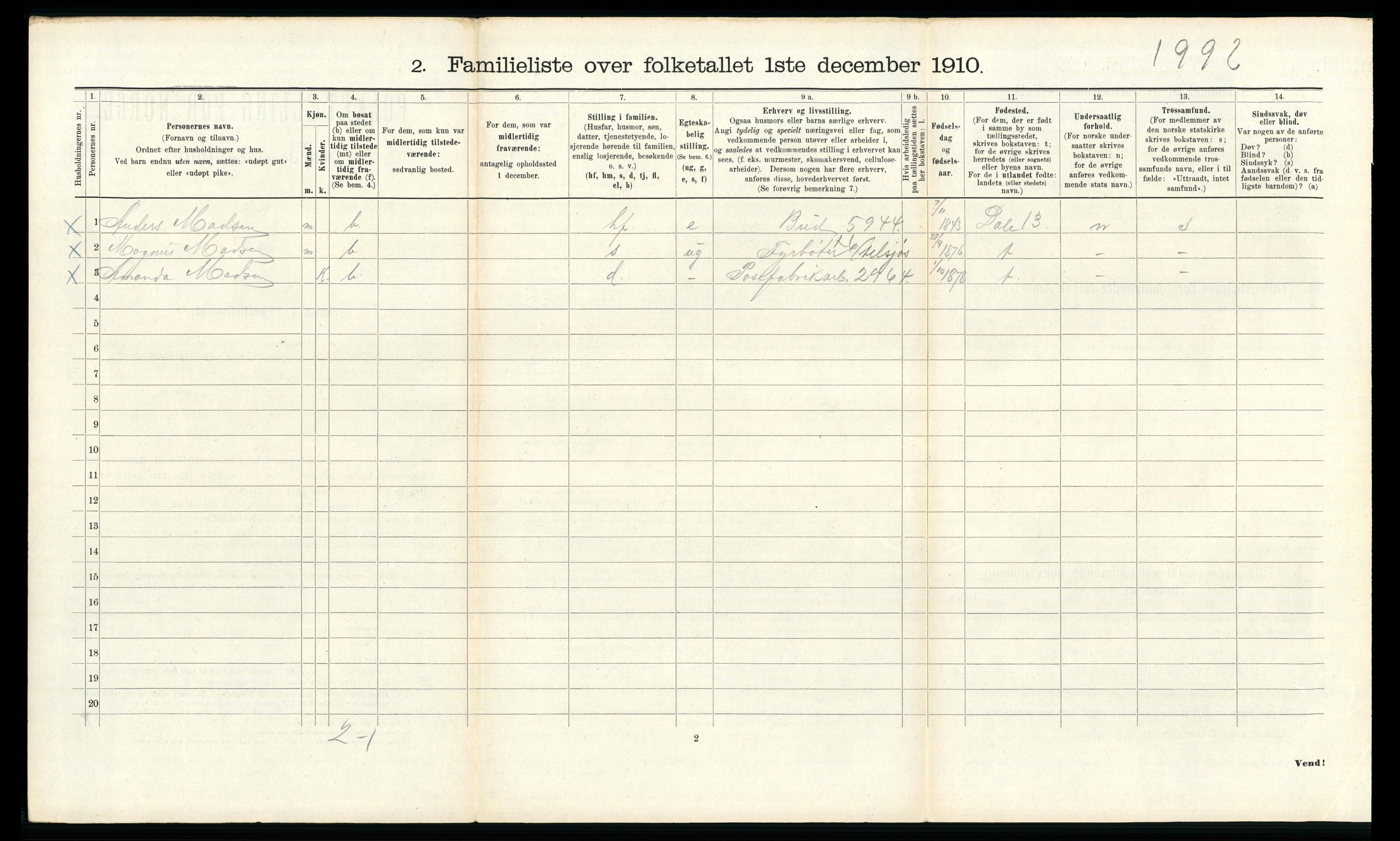 RA, 1910 census for Bergen, 1910, p. 42166