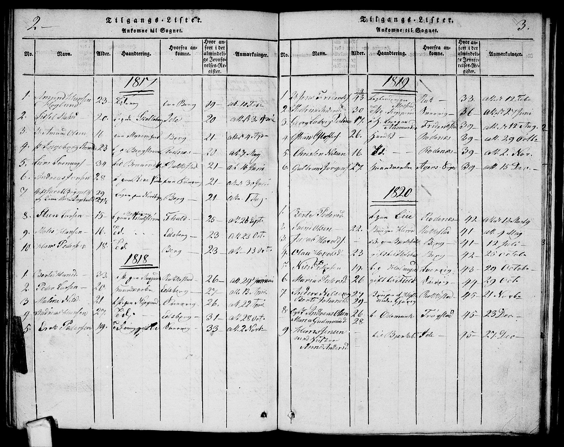 Aremark prestekontor Kirkebøker, AV/SAO-A-10899/G/Ga/L0001: Parish register (copy) no.  I 1, 1814-1834, p. 2-3