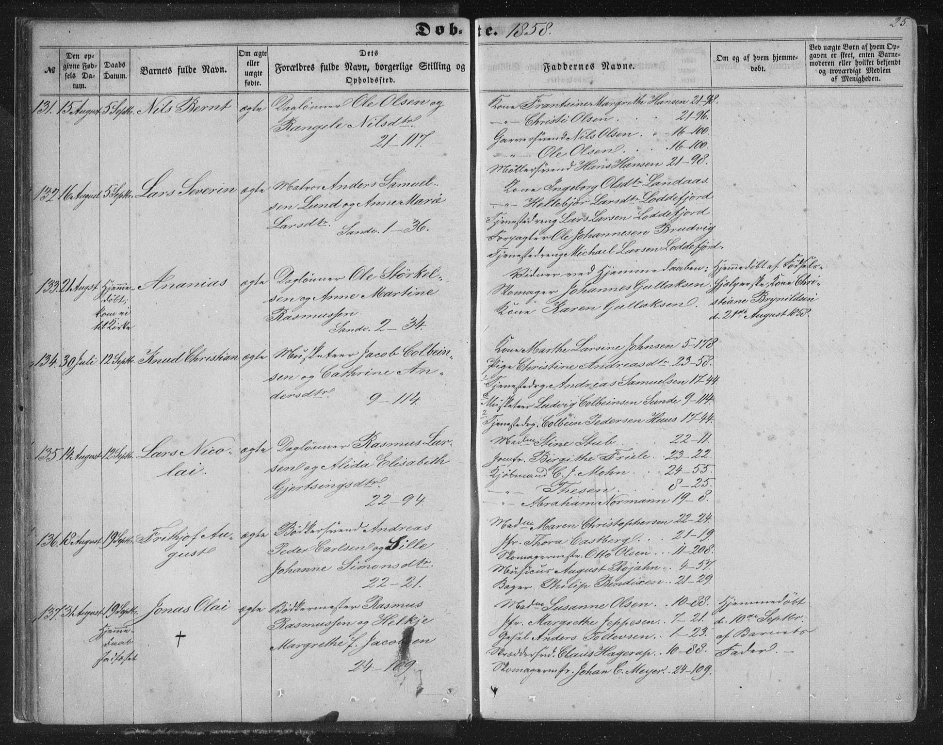 Korskirken sokneprestembete, SAB/A-76101/H/Haa/L0018: Parish register (official) no. B 4, 1857-1866, p. 25