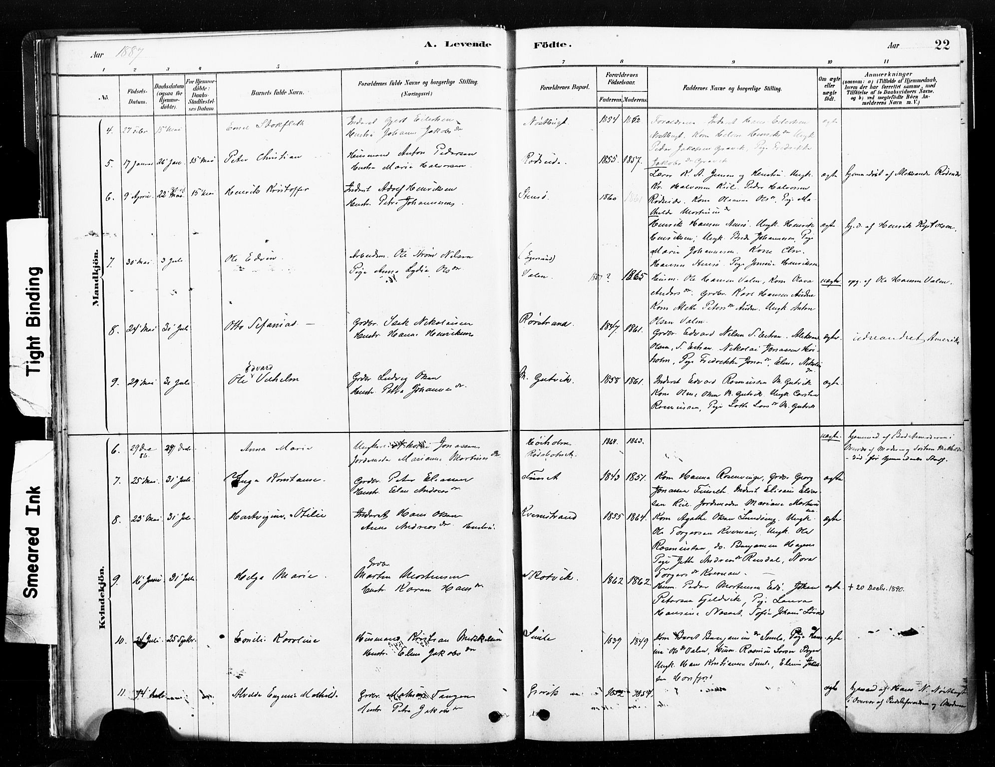 Ministerialprotokoller, klokkerbøker og fødselsregistre - Nord-Trøndelag, SAT/A-1458/789/L0705: Parish register (official) no. 789A01, 1878-1910, p. 22
