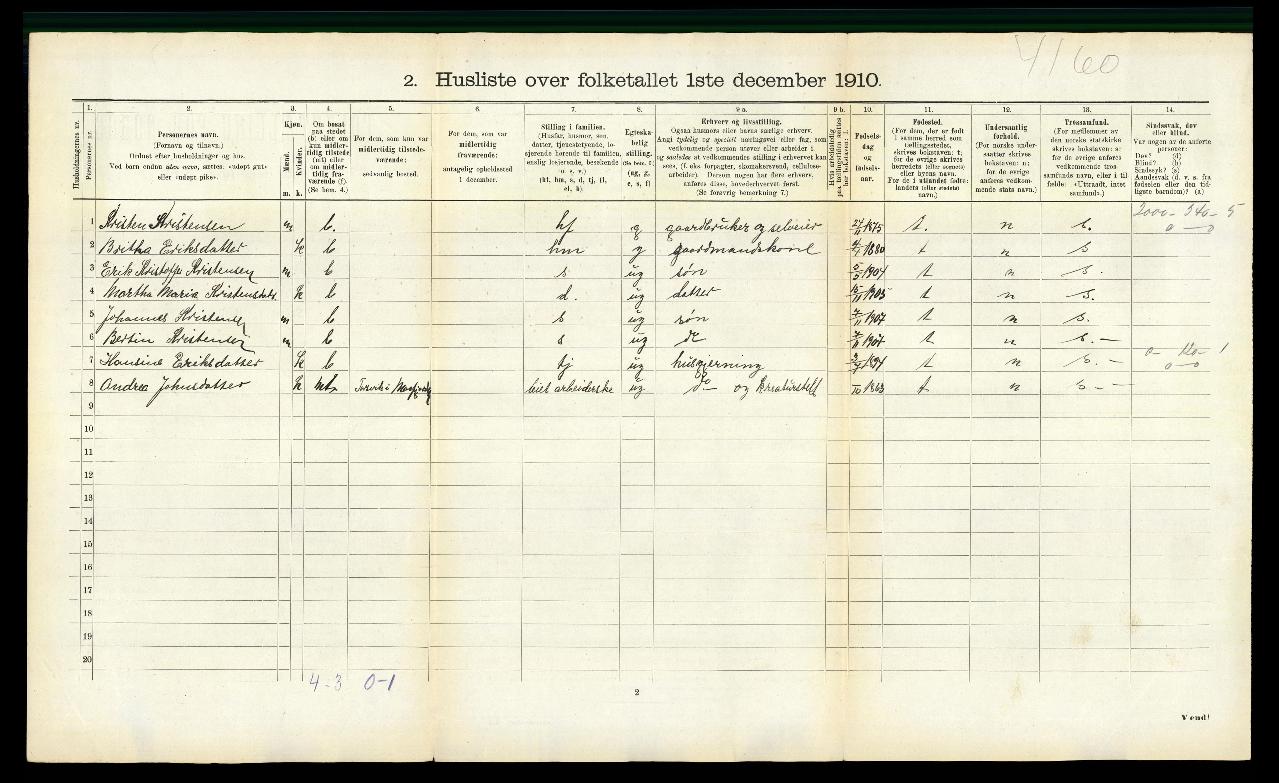 RA, 1910 census for Masfjorden, 1910, p. 55