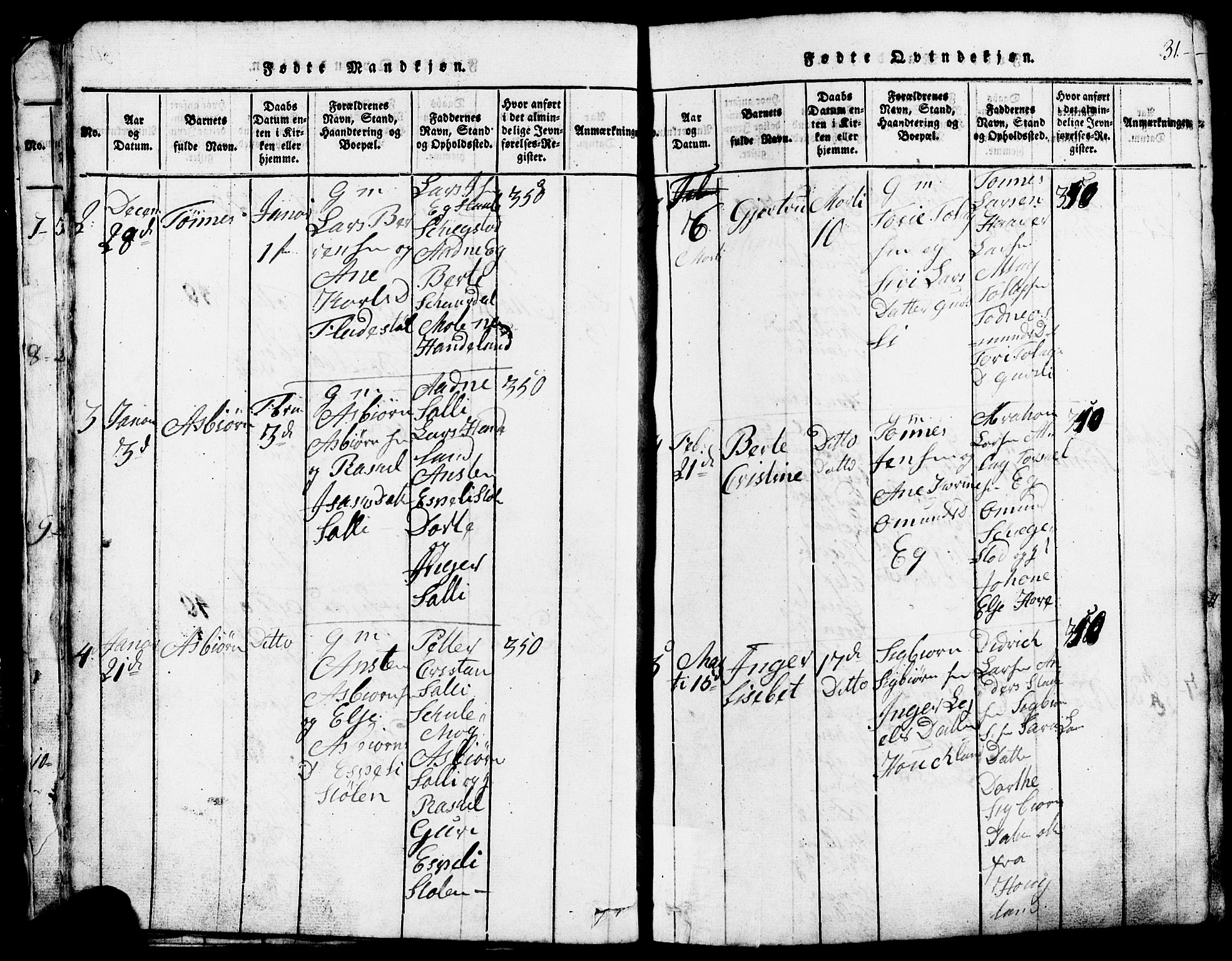 Lund sokneprestkontor, SAST/A-101809/S07/L0002: Parish register (copy) no. B 2, 1816-1832, p. 31