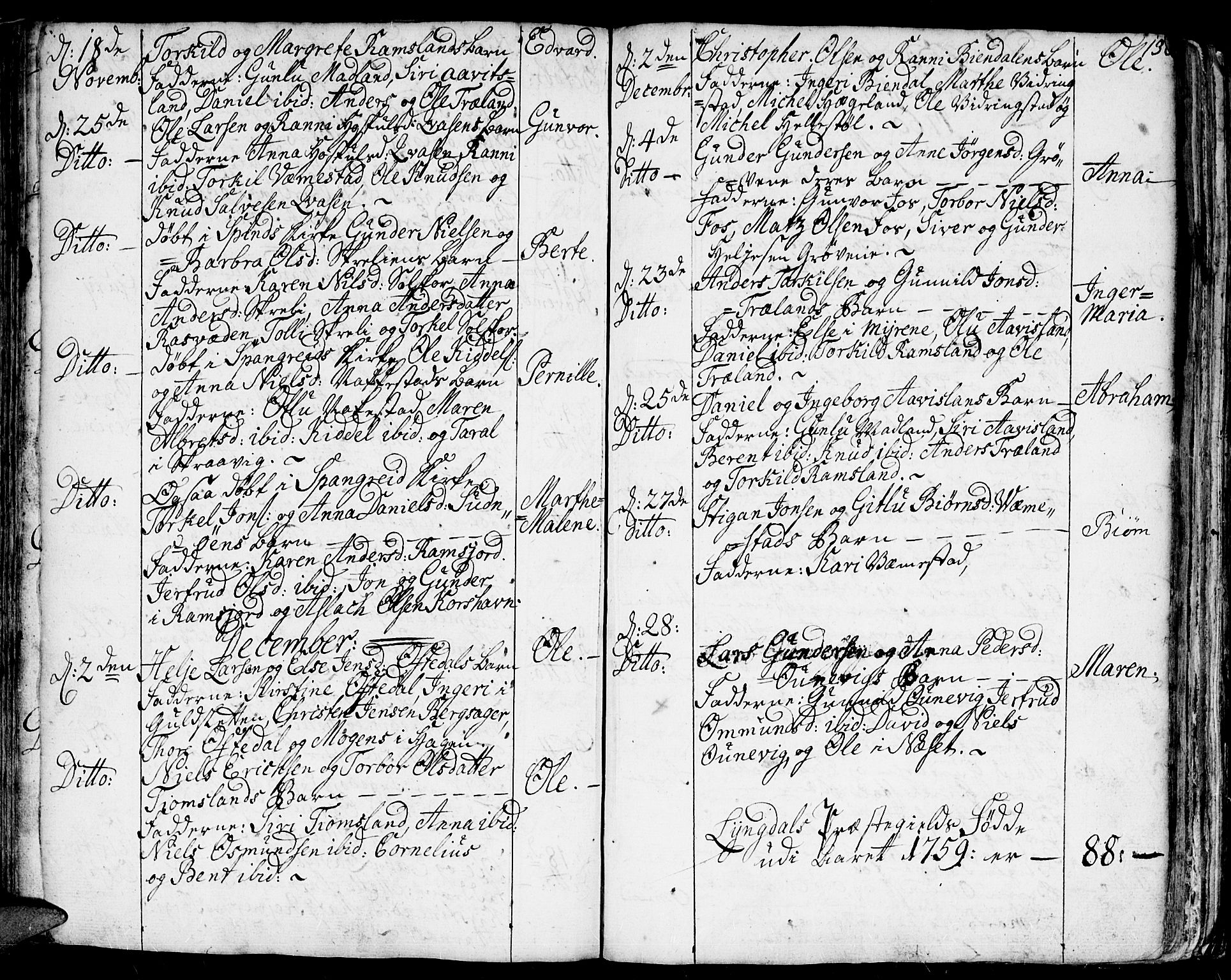 Lyngdal sokneprestkontor, AV/SAK-1111-0029/F/Fa/Fac/L0001: Parish register (official) no. A 1, 1727-1779, p. 130