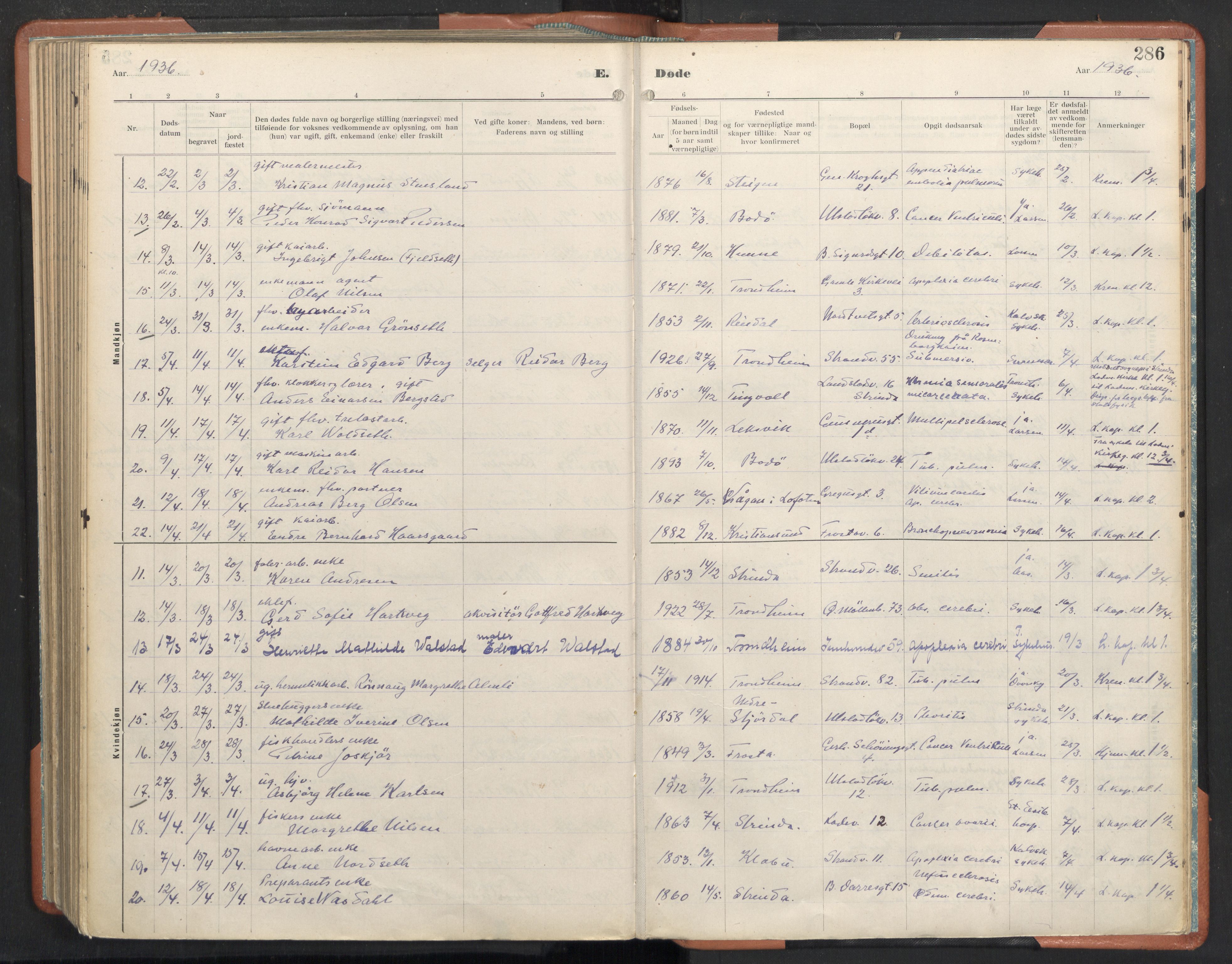 Ministerialprotokoller, klokkerbøker og fødselsregistre - Sør-Trøndelag, SAT/A-1456/605/L0245: Parish register (official) no. 605A07, 1916-1938, p. 286