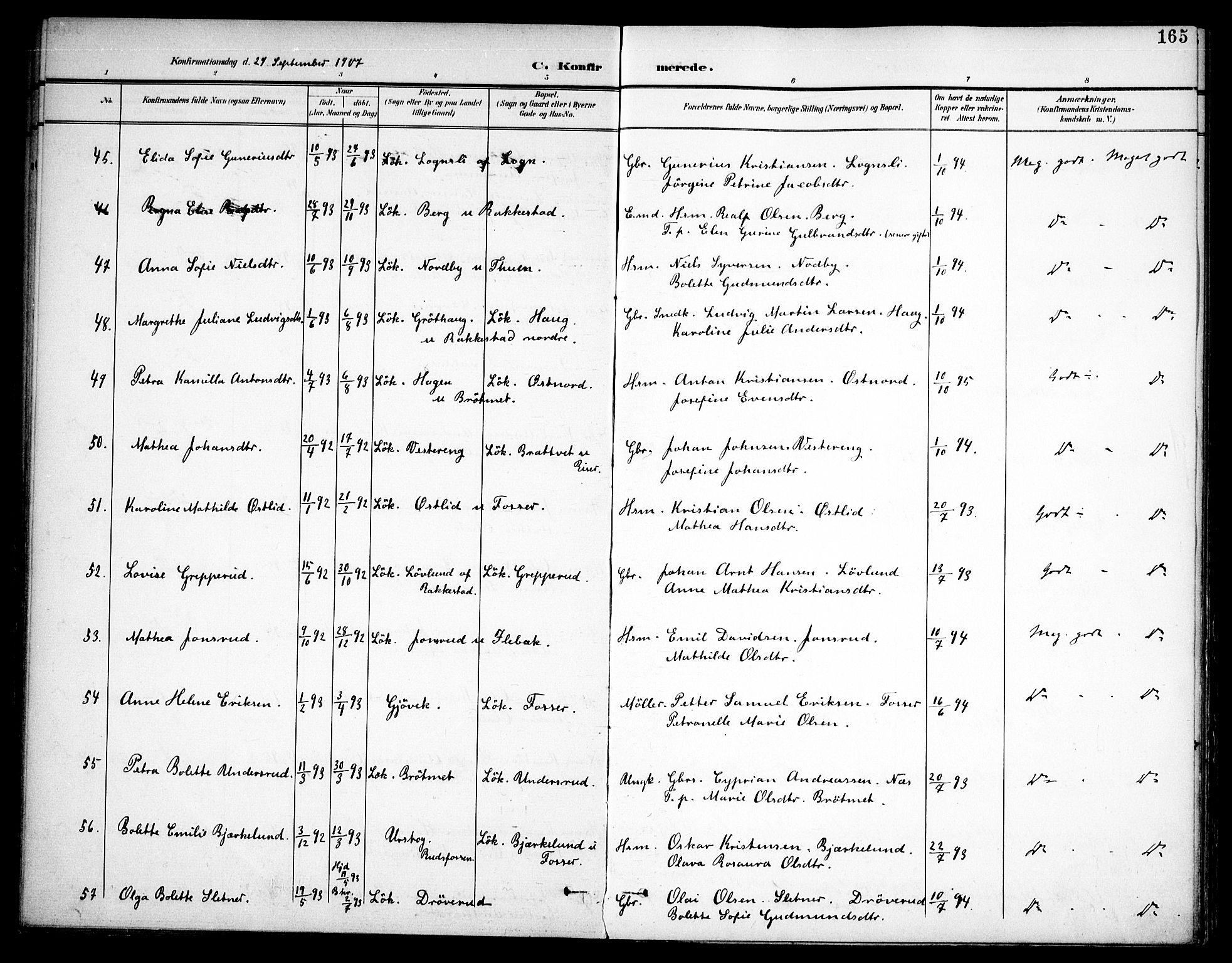 Høland prestekontor Kirkebøker, AV/SAO-A-10346a/F/Fa/L0015: Parish register (official) no. I 15, 1897-1912, p. 165