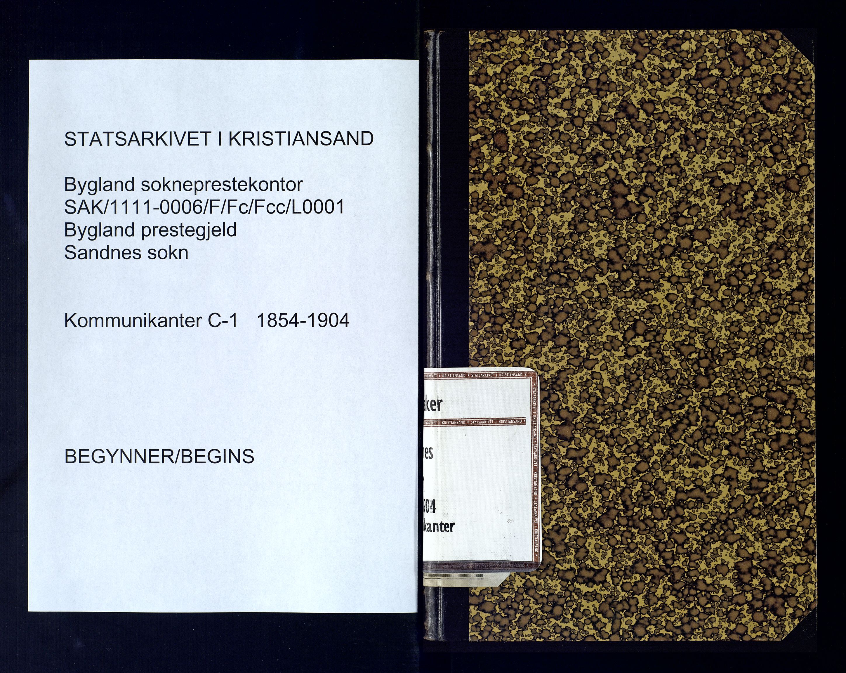 Bygland sokneprestkontor, SAK/1111-0006/F/Fc/Fcc/L0001: Communicants register no. C-1, 1854-1904