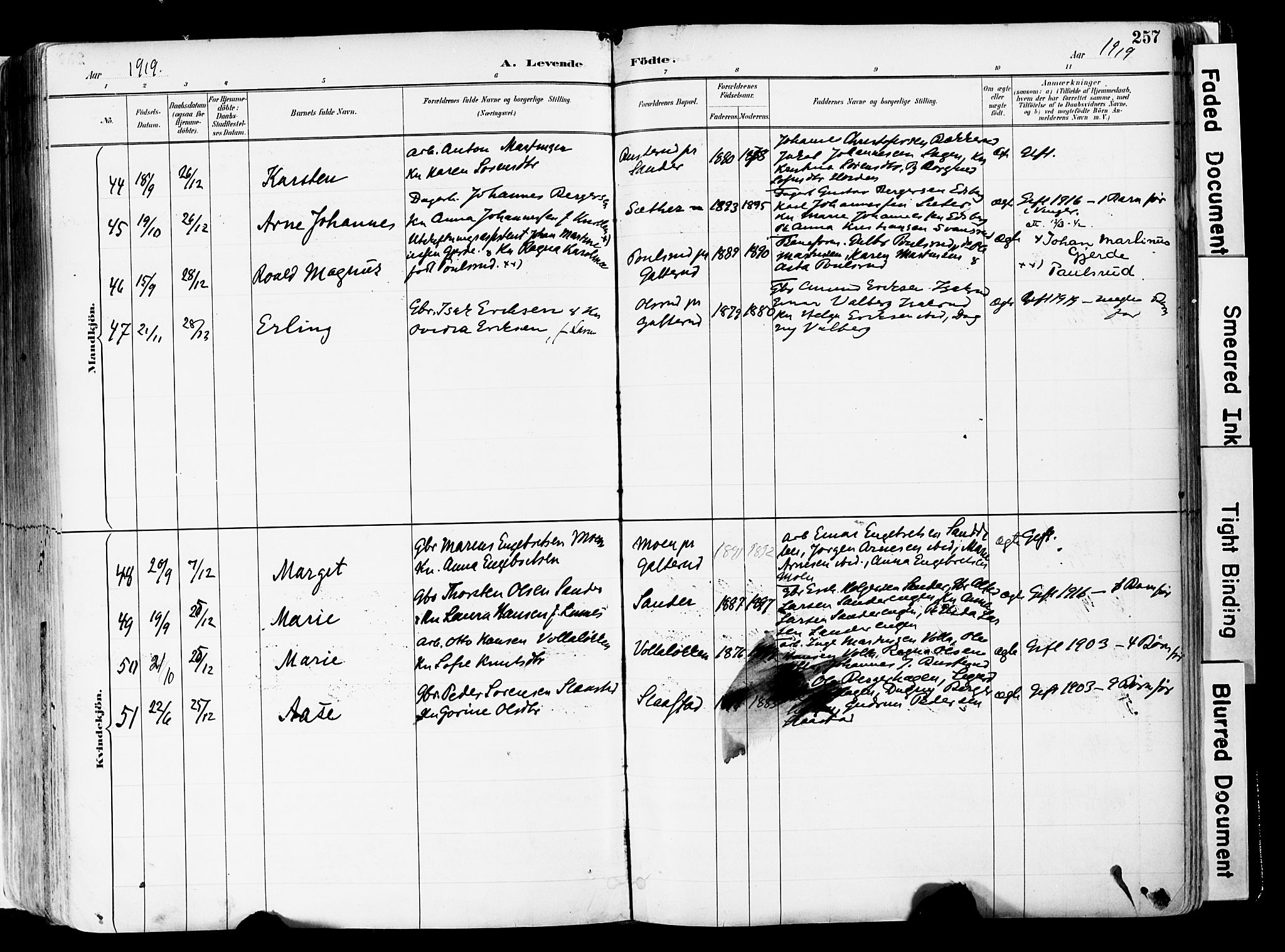 Sør-Odal prestekontor, SAH/PREST-030/H/Ha/Haa/L0006: Parish register (official) no. 6, 1886-1931, p. 257