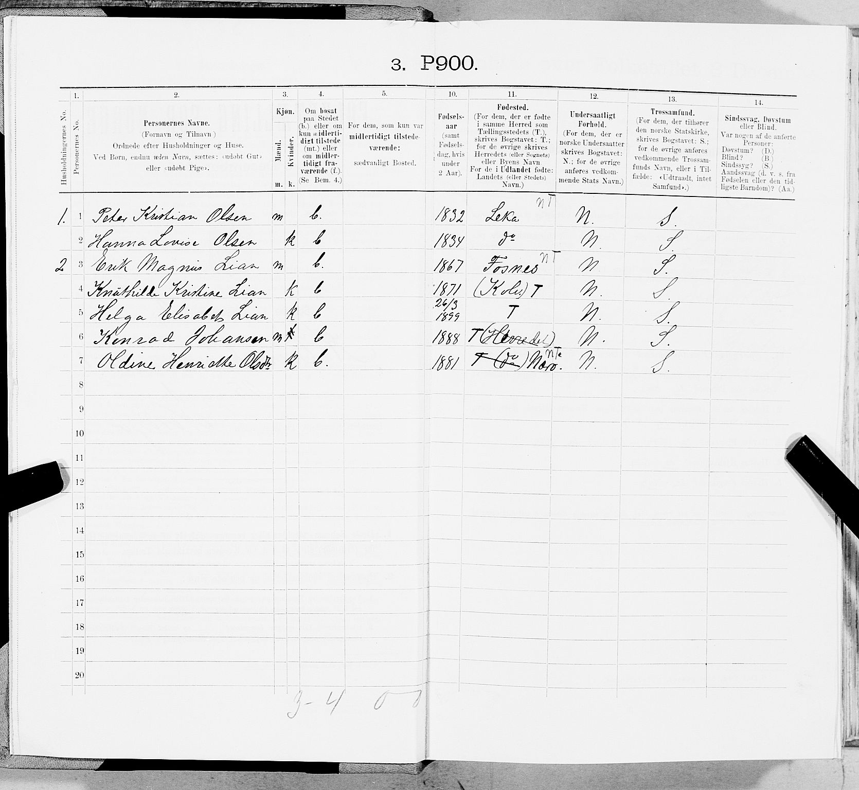 SAT, 1900 census for Kolvereid, 1900, p. 18