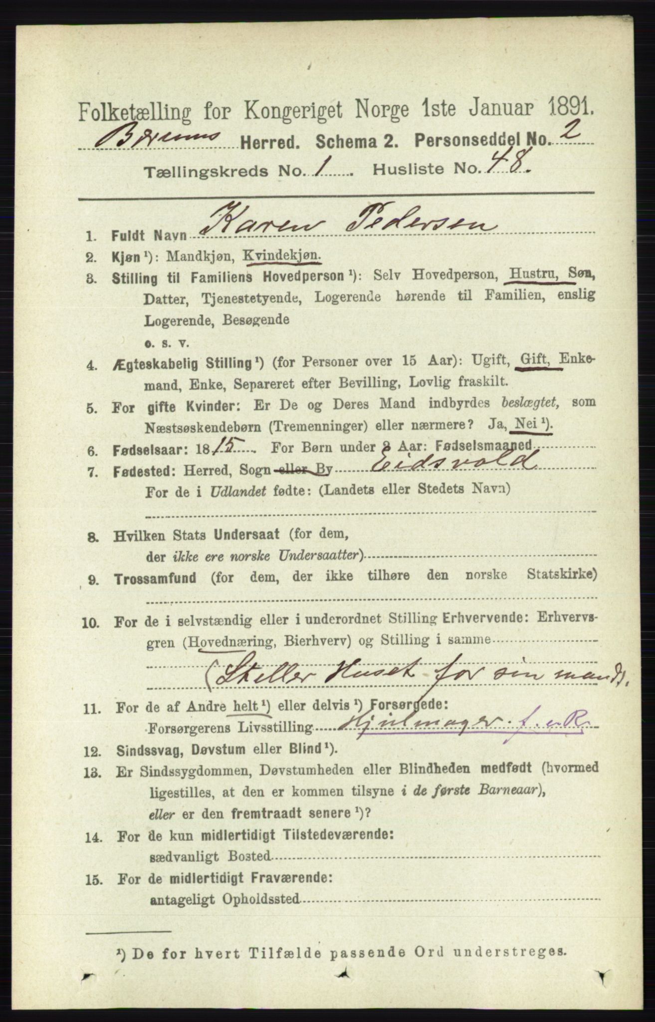 RA, 1891 census for 0219 Bærum, 1891, p. 567