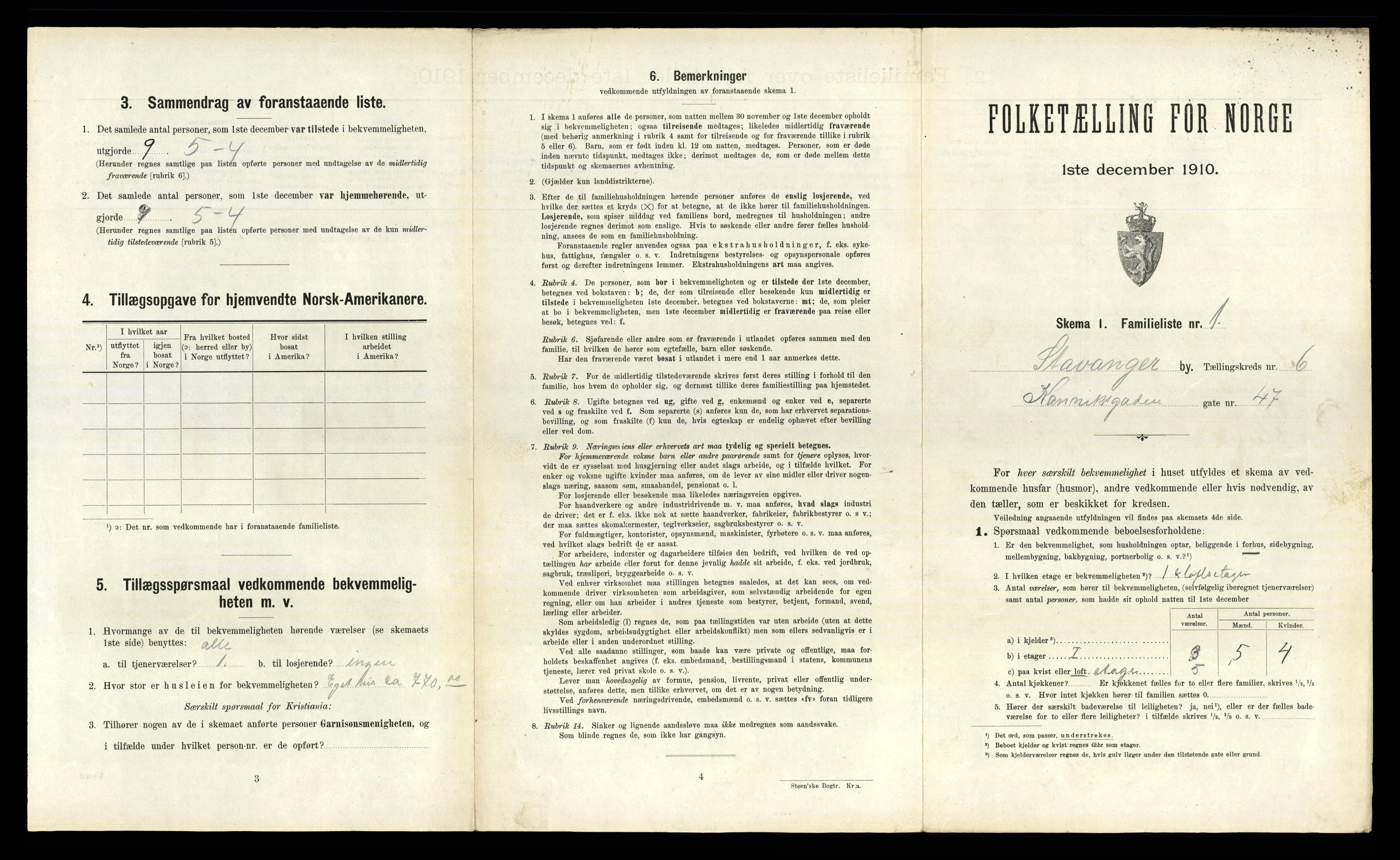 RA, 1910 census for Stavanger, 1910, p. 3456