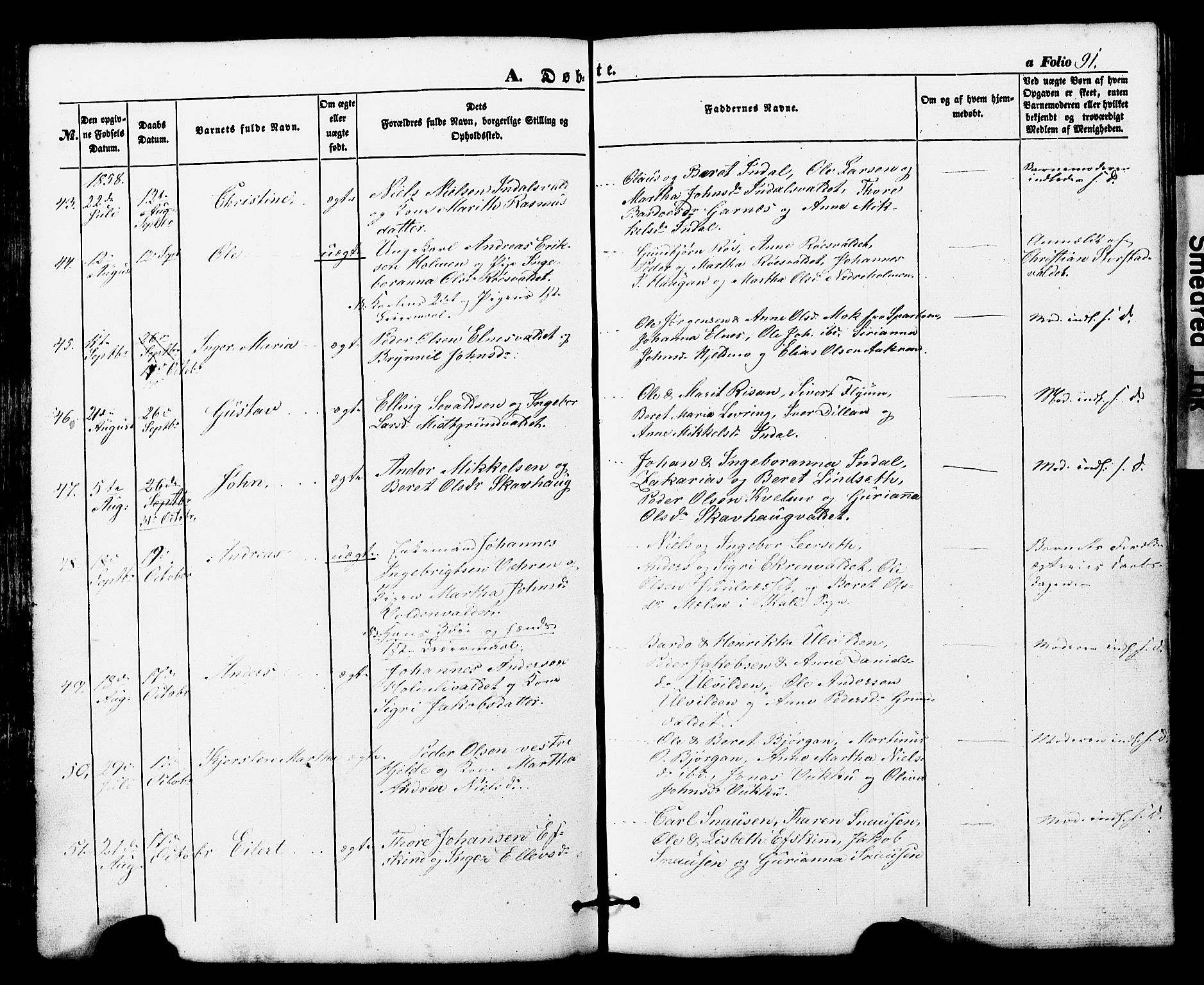 Ministerialprotokoller, klokkerbøker og fødselsregistre - Nord-Trøndelag, AV/SAT-A-1458/724/L0268: Parish register (copy) no. 724C04, 1846-1878, p. 91