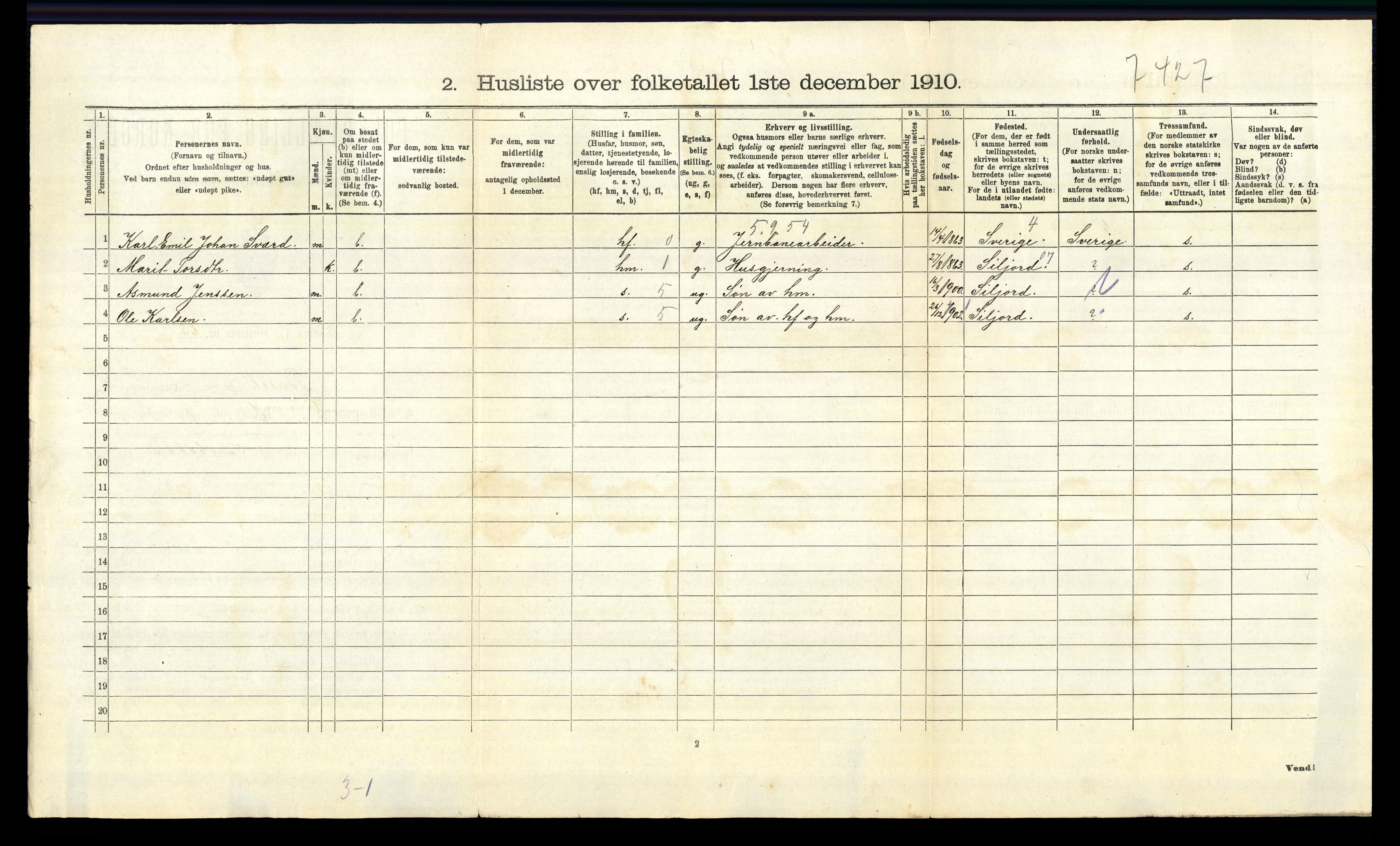 RA, 1910 census for Tynset, 1910, p. 650