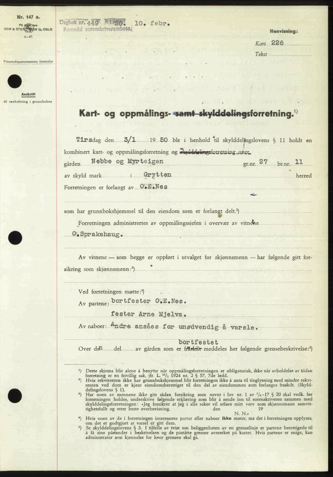 Romsdal sorenskriveri, AV/SAT-A-4149/1/2/2C: Mortgage book no. A32, 1950-1950, Diary no: : 449/1950